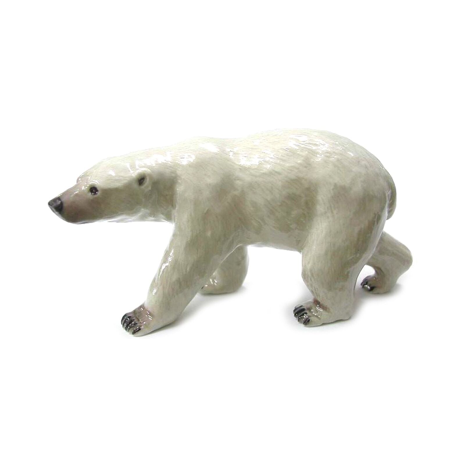 Northern Rose White - Polar Bear Walking Animal - Miniature Porcelain Figurine