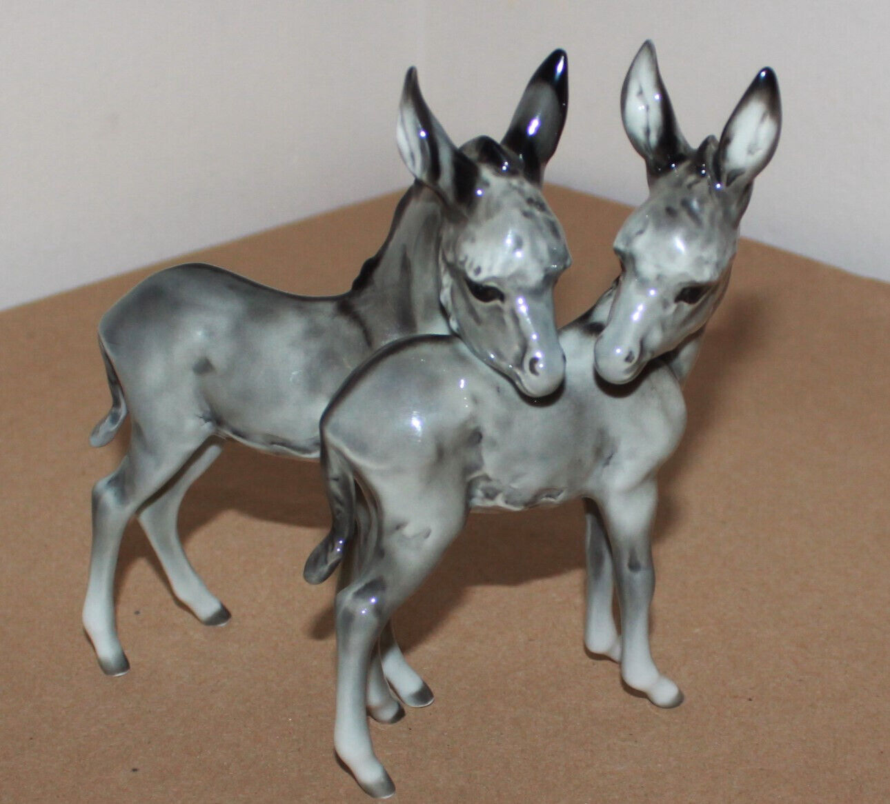 Vintage Hutschenreuther JHR Porcelain Figurine 2 Donkeys Germany 5.3\