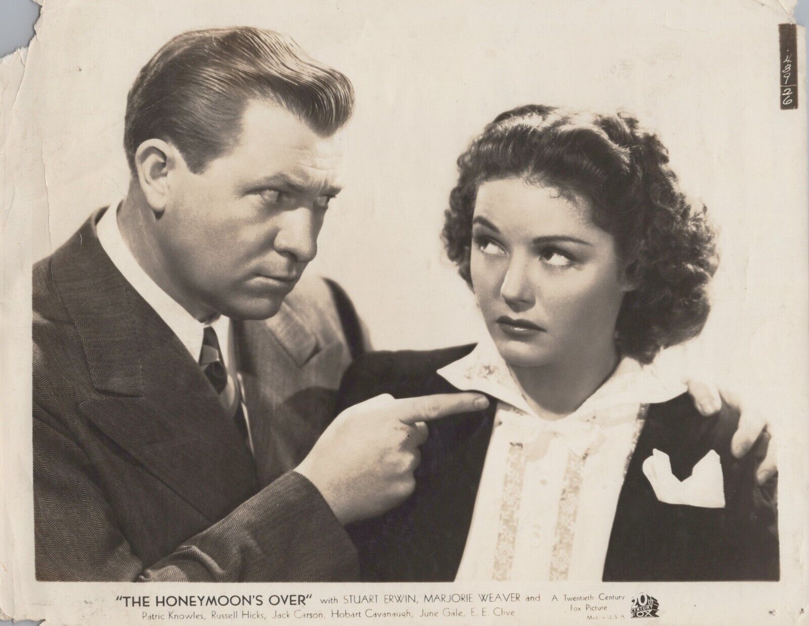 Stuart Erwin + Marjorie Weaver in The Honeymoon\'s Over (1939) ❤ Photo K 485