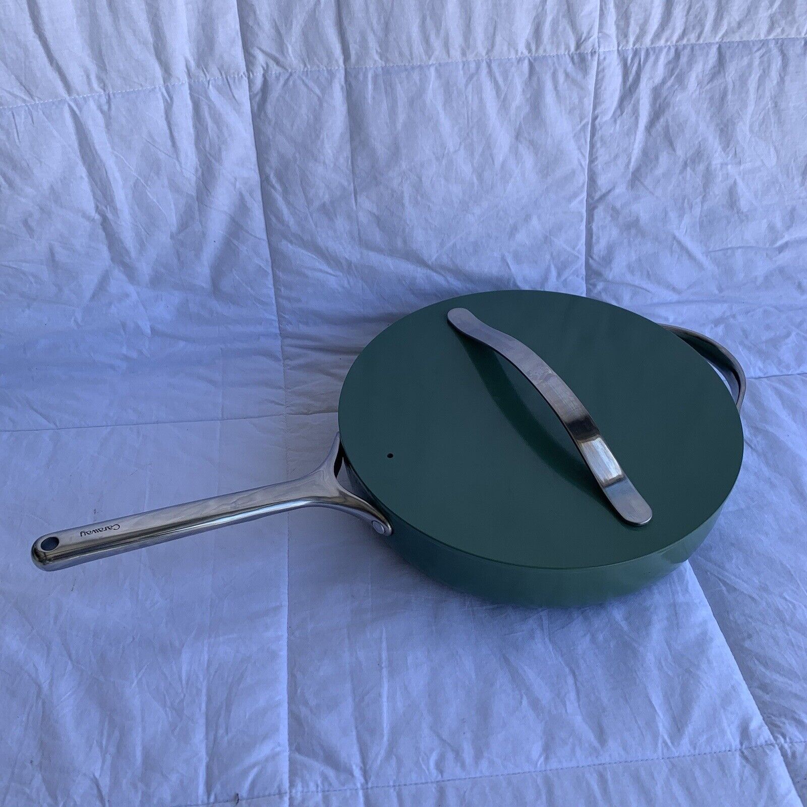 Caraway Cookware Large Green Skillet With Lid Non Stick Pan EUC