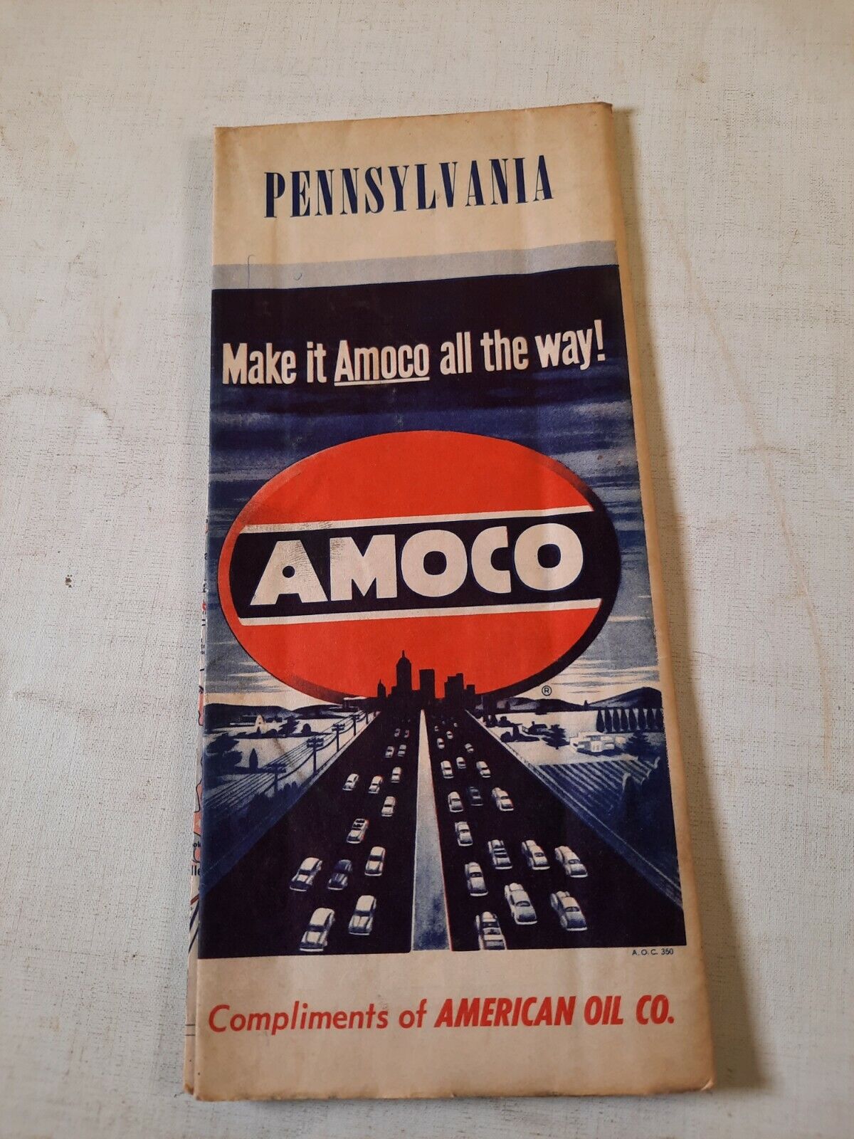 Vintage  amoco Pennsylvania road map permalube  year?
