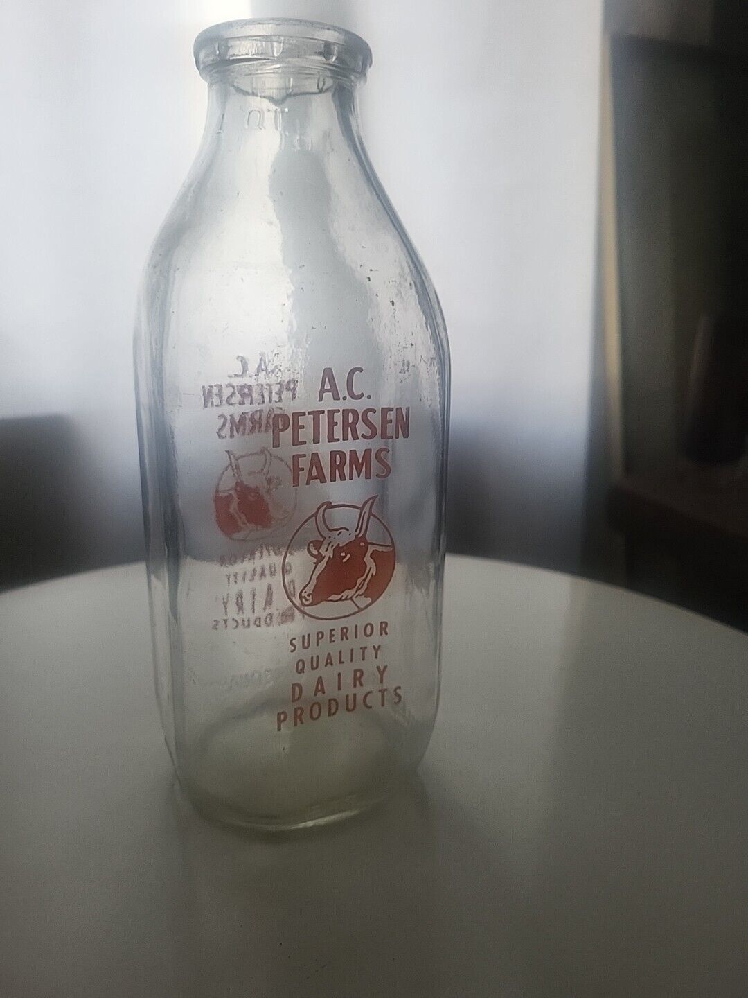  Milk Bottle A C Petersen Farms Dairy West Hartford CT One Quart 