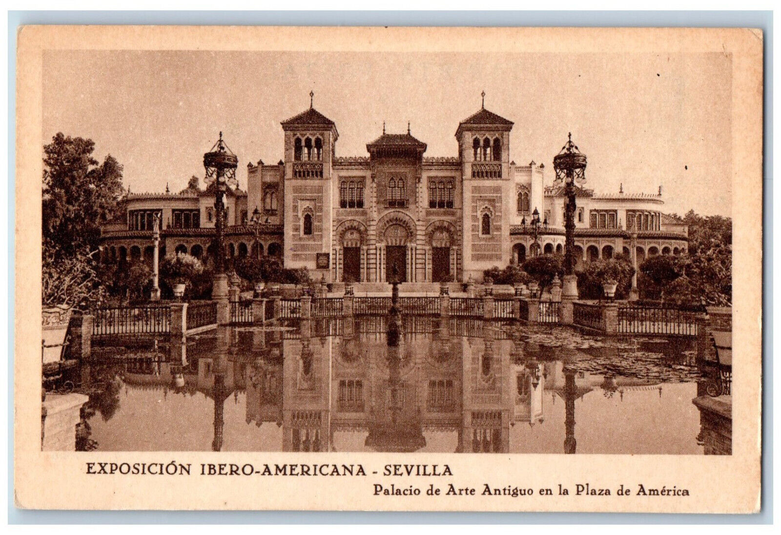 Seville Spain Postcard Ancient Art Palace in Plaza de America Exposition c1940's