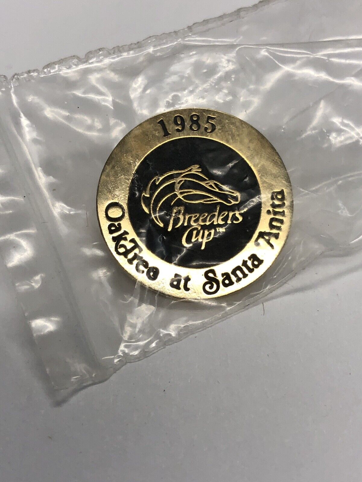 One 1985 Oaktree at Santa Anita Breeders Cup Lapel Pin in Brand New Condition