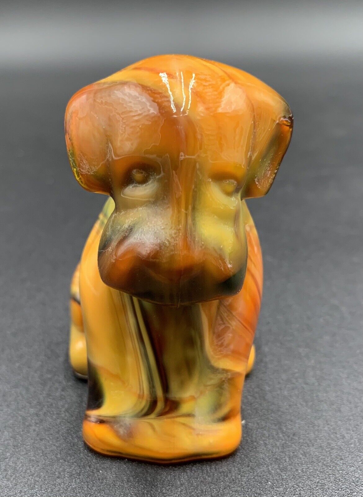 Vintage Pooch The Dog Degenhart Bittersweet Burnt Orange Slag Glass Marked D