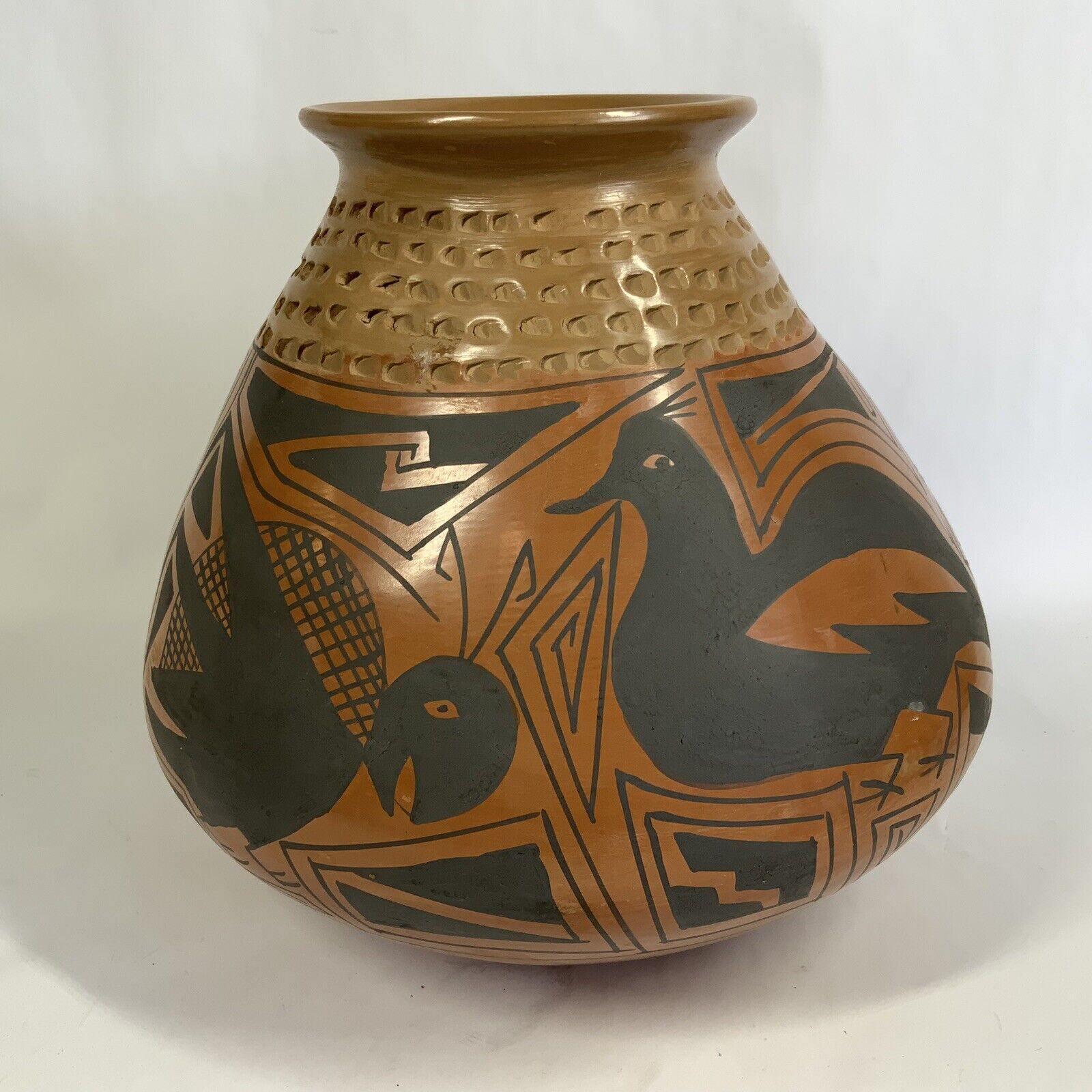 Vintage Mata Ortiz Polychrome Pottery Signed Genoveva Sandoval Animals Birds