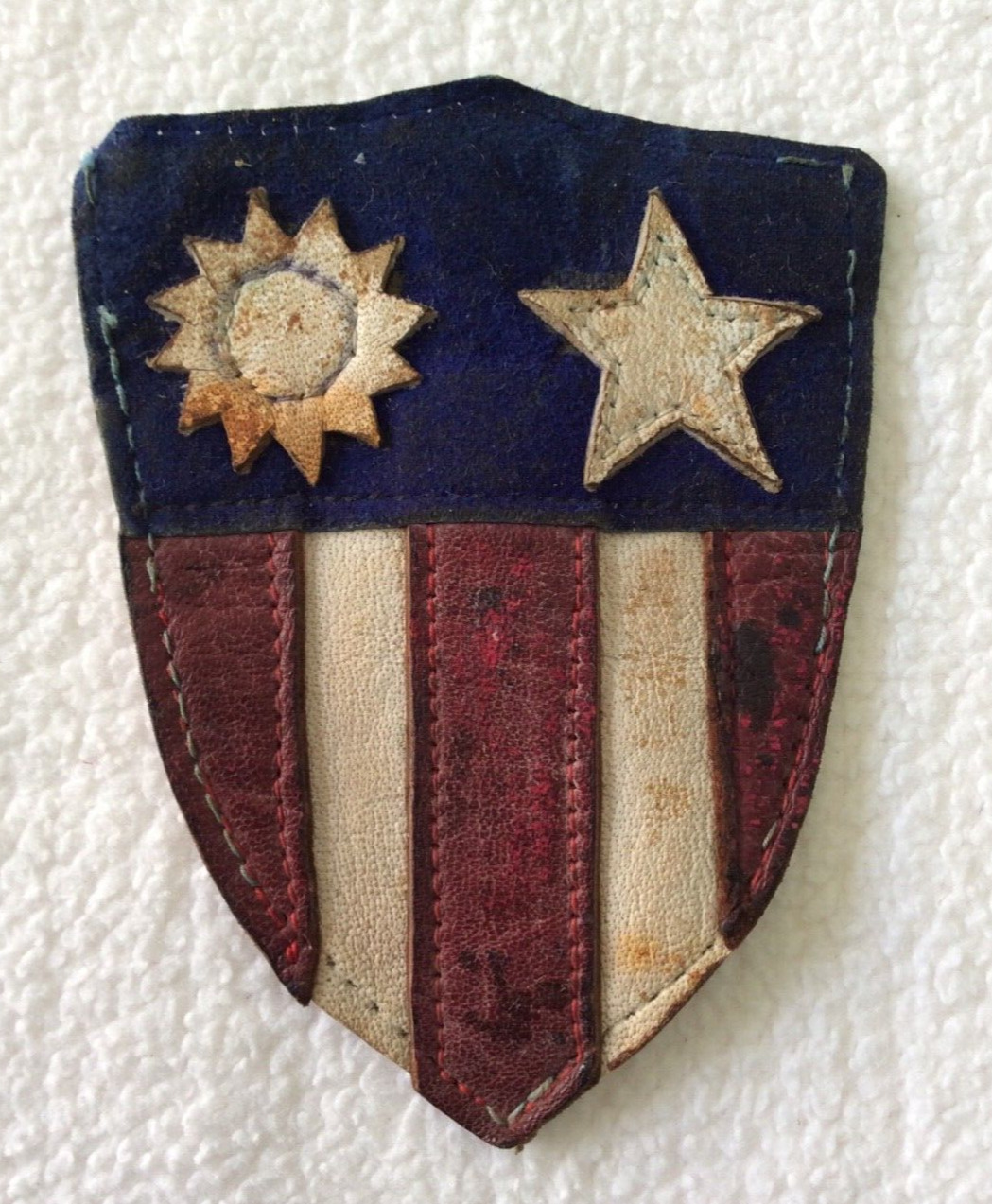 Vintage WWII US Army CBI China Burma India theatre leather patch - Issued worn