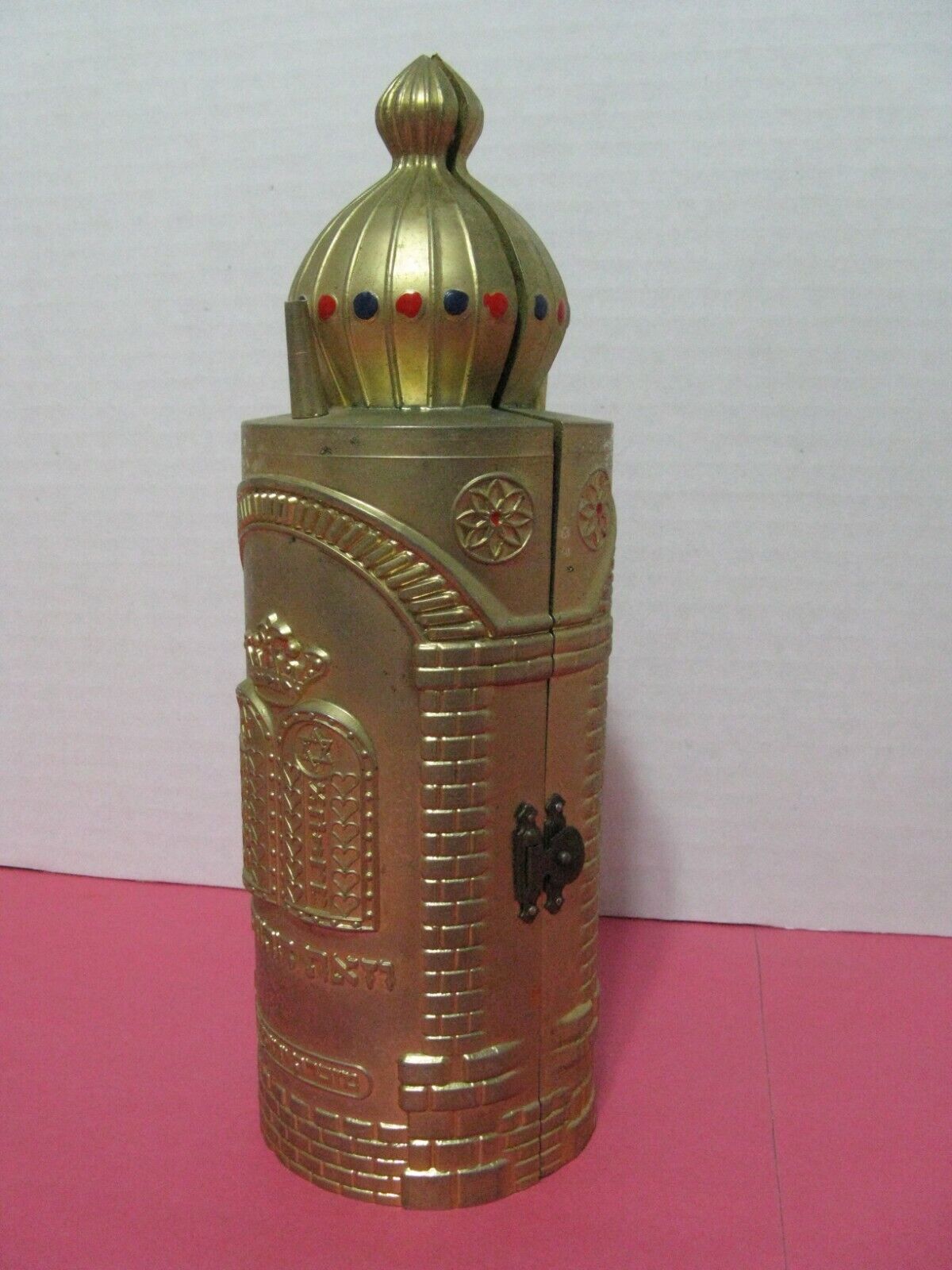 Brass Color Vintage Torah Scroll Replica In Sefardi Style Excellent Collectible