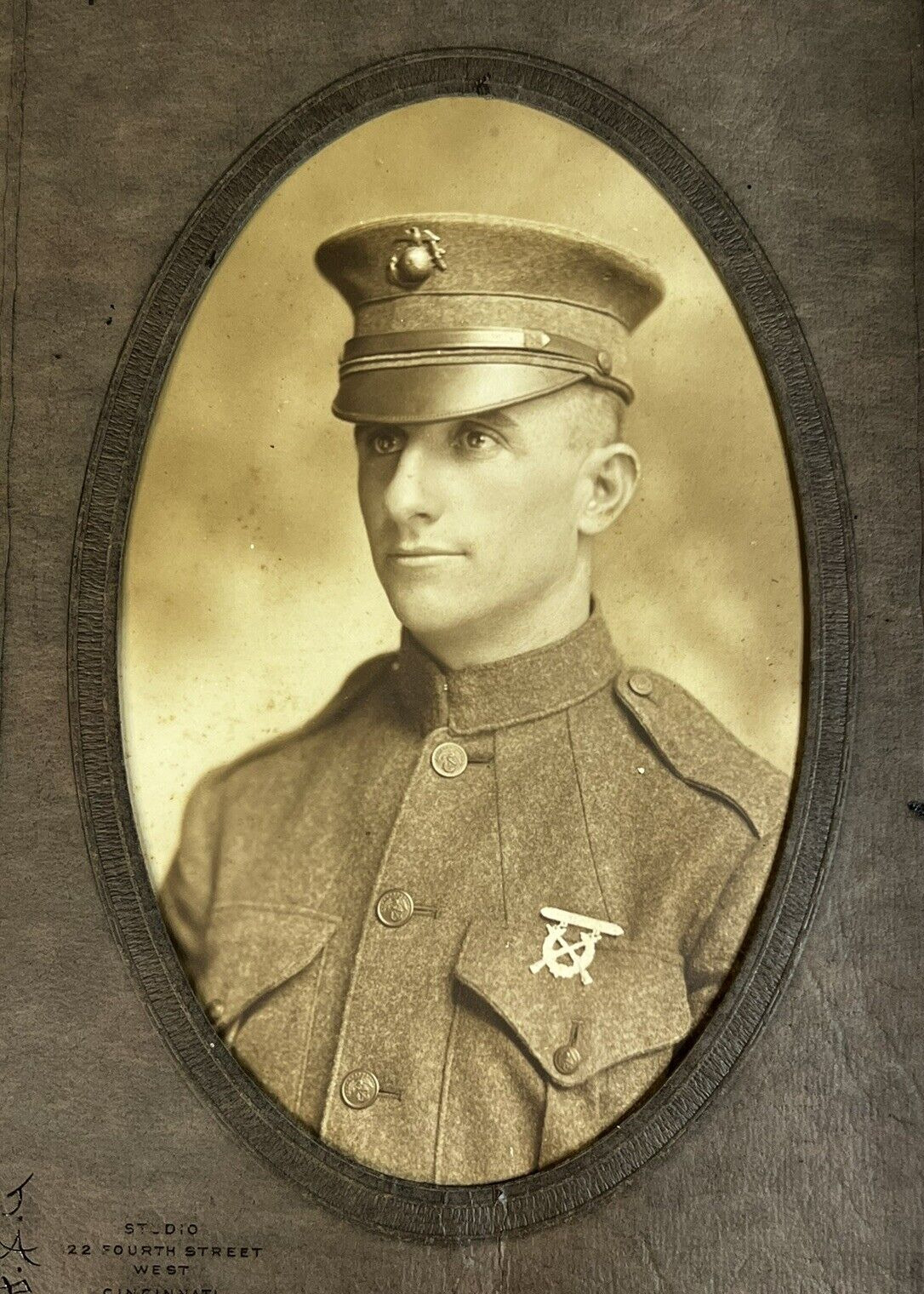 Vintage WW1 Era USMC U.S. Soldier Studio PORTRAIT PHOTO, Marine Corps