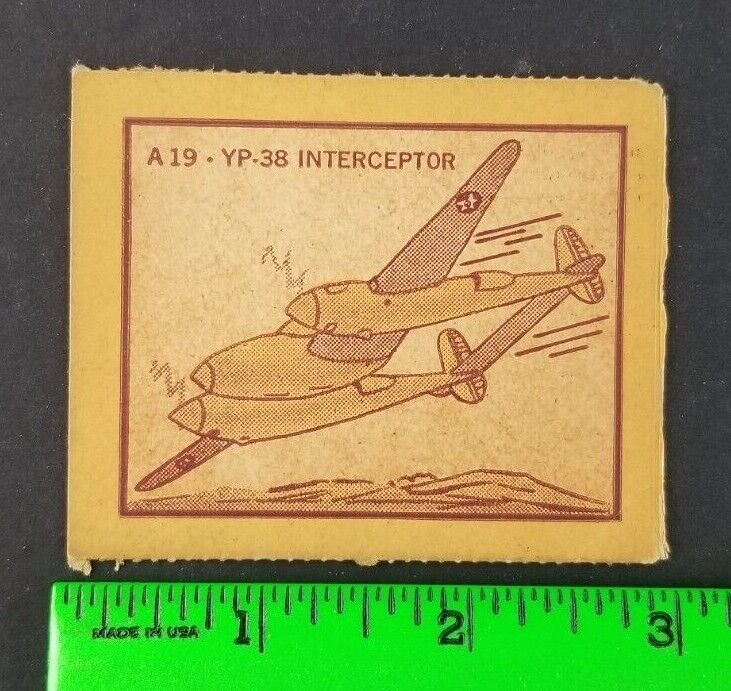 Vintage 1940 Army YP Interceptor Plane Military Novelty Candy R3 Card #19