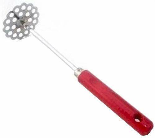 Made in Mexico Manual Bean Potato Masher Wooden Red Handle/Metal
