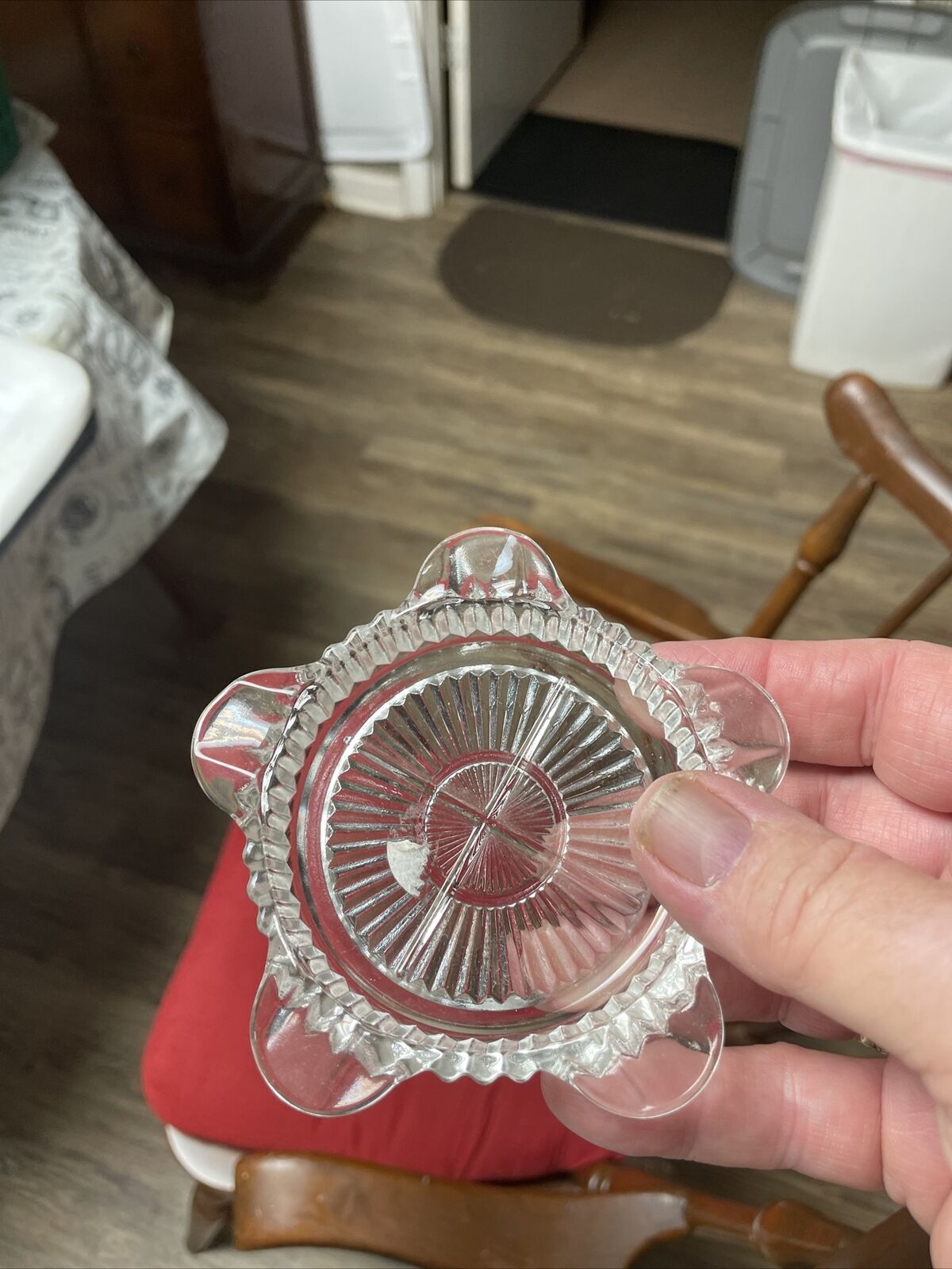 Vintage Clear Glass Ashtray With 5 Cigarette  Rests