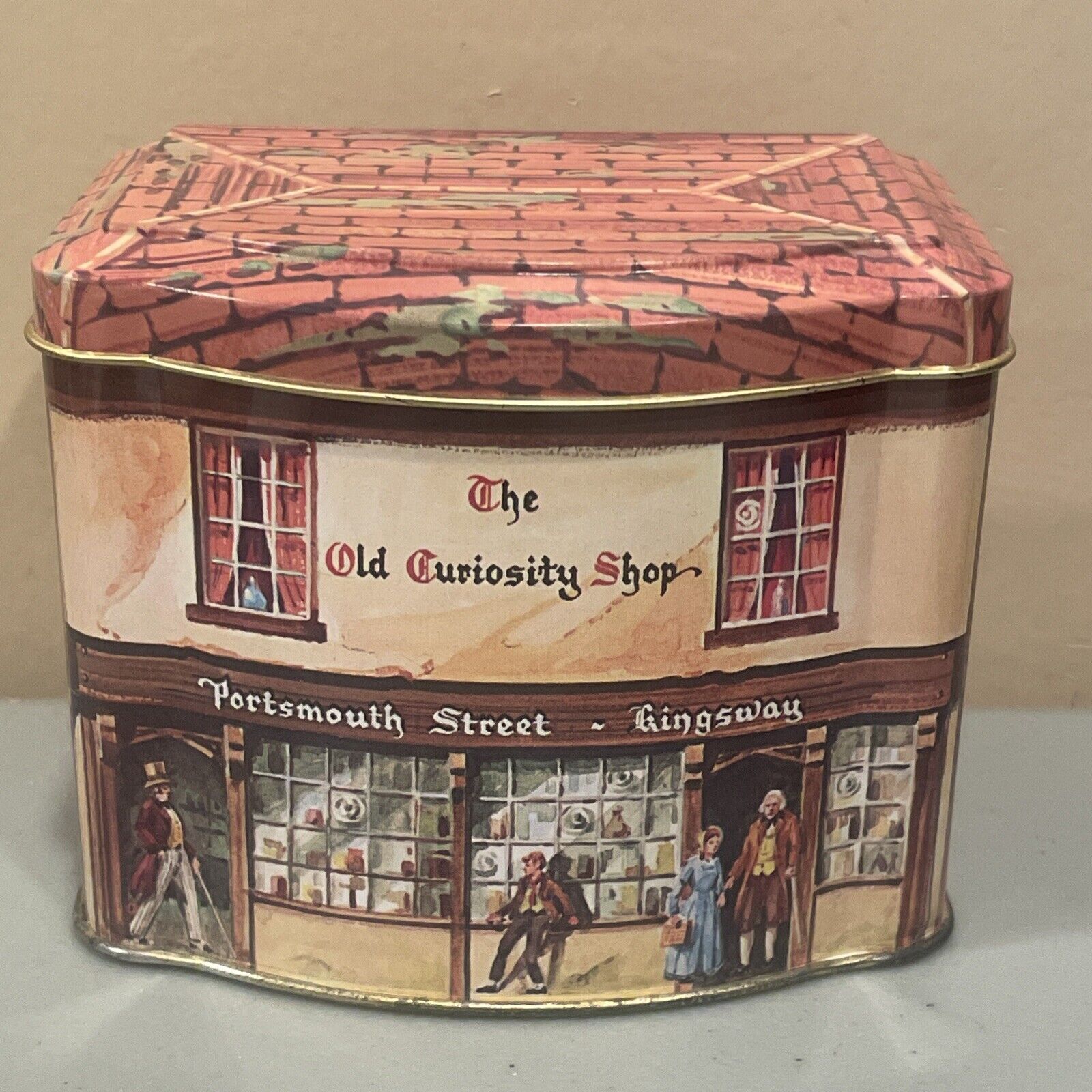 The Old Curiosity Shop Portsmouth St. Kingsway England Vintage Metal Tin