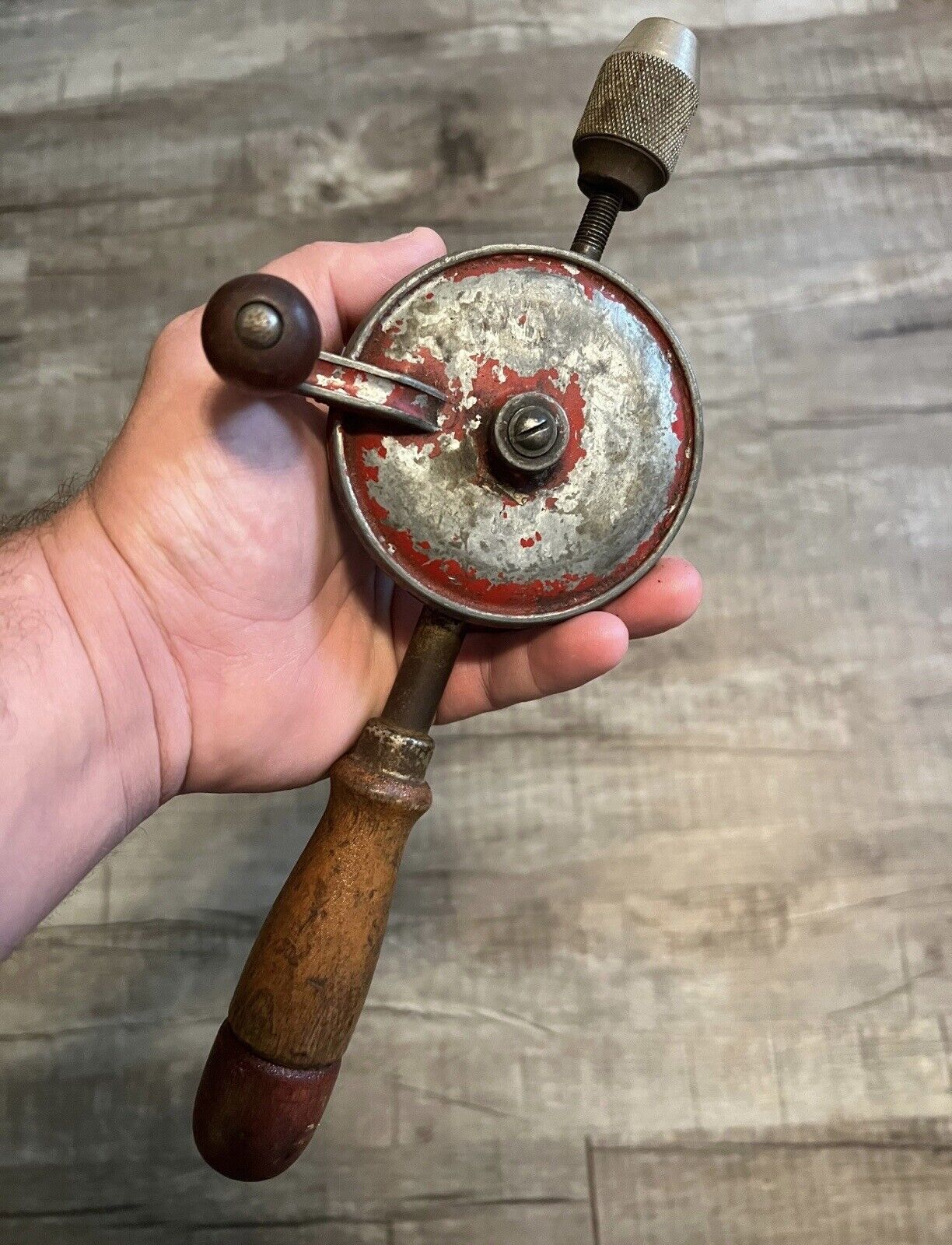 antique hand crank drill