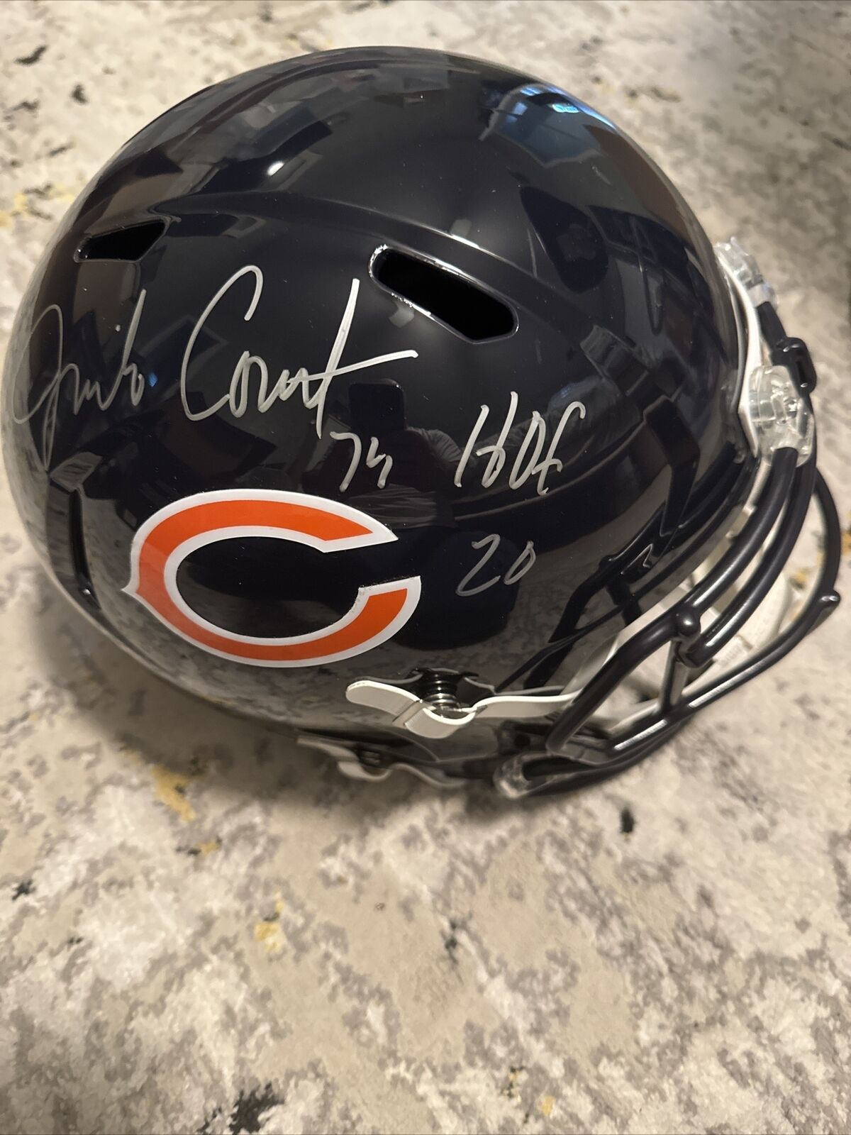 Jim Covert Signed Bears Riddell Full Size Speed Replica Helmet w/HOF'20 (SS COA)