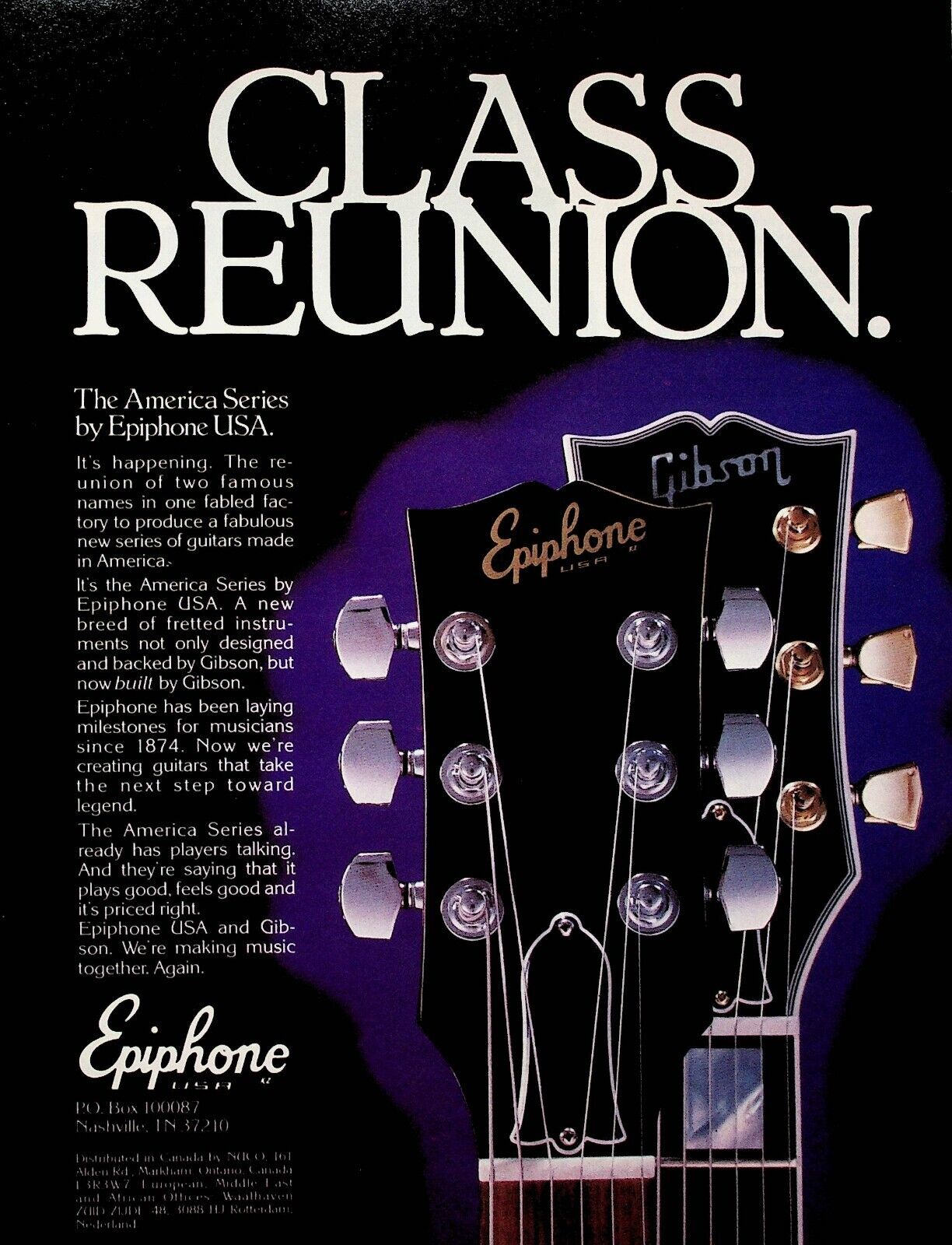1982 Epiphone USA & Gibson America Series Guitars - Vintage Ad