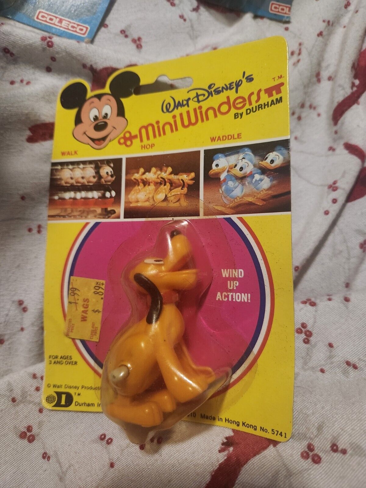 Wind Up Walt Disney Toy Figure vtg Mini Winders Durham MOC SEALED Mickey Pluto