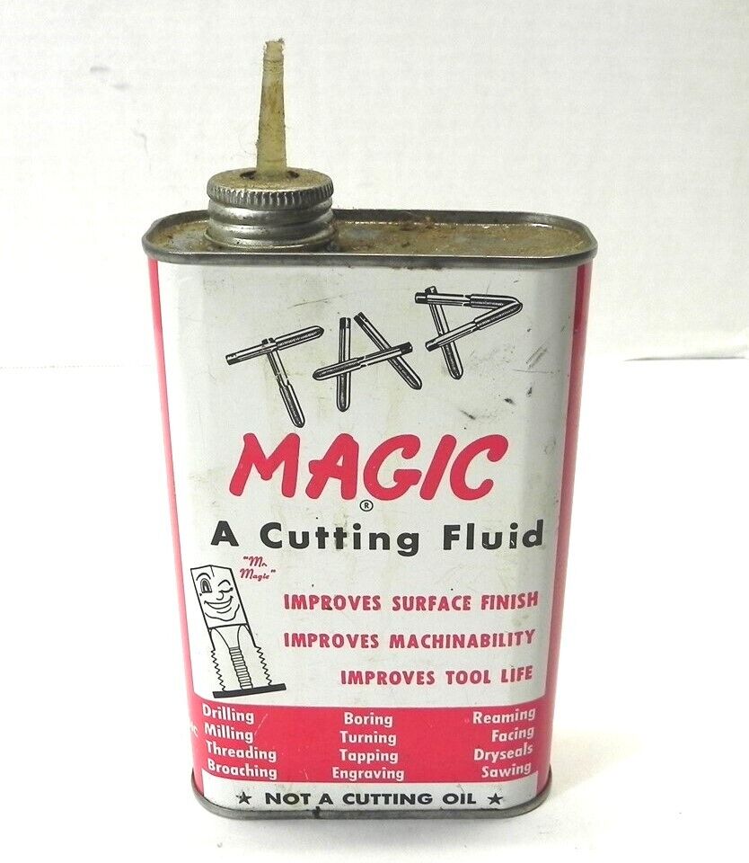 VINTAGE 1960\'S TAP MAGIC CUTTING FLUID 16 FL OZ CAN EMPTY DISPLAY TIN CAN USED 