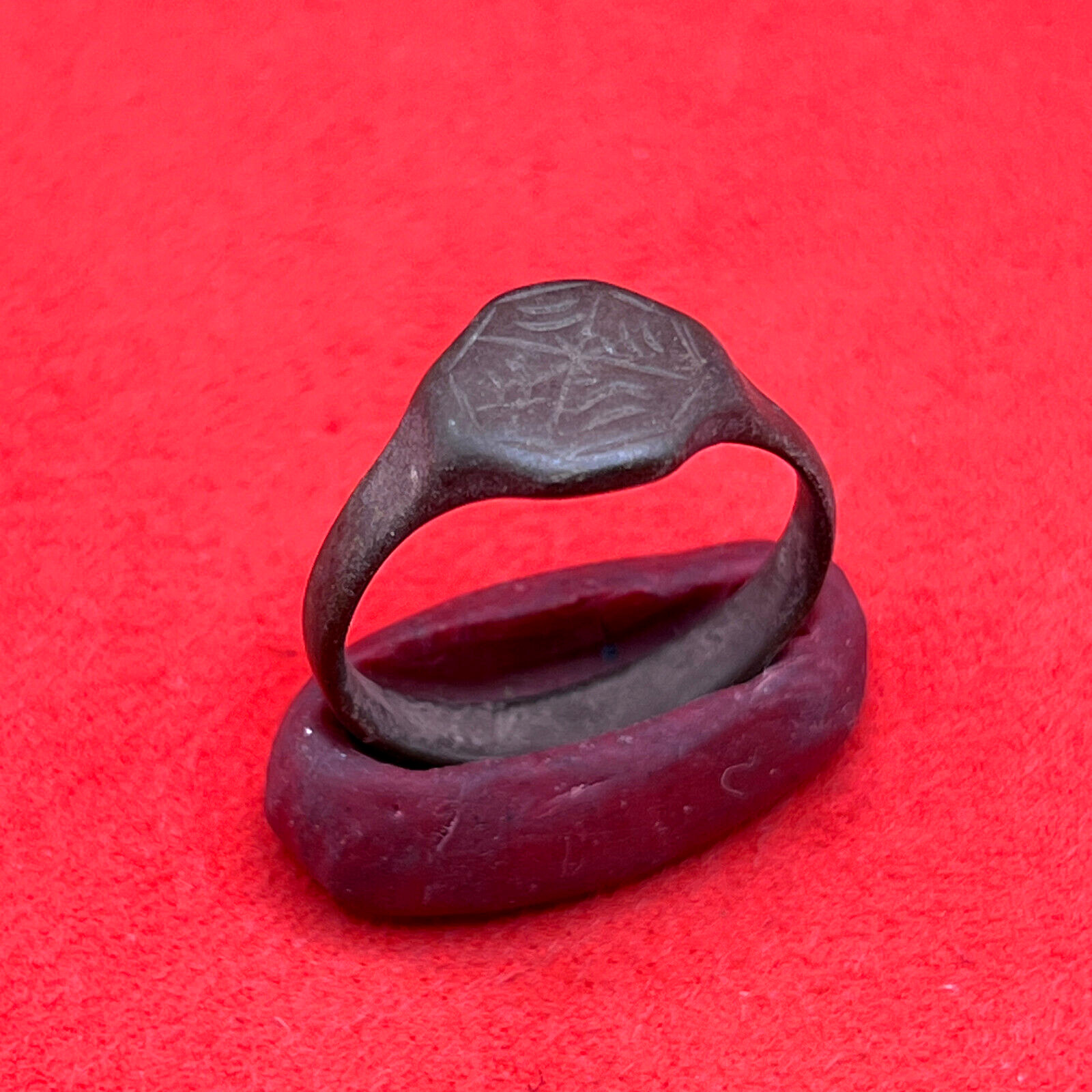 Ancient Bronze Ring with Runes Viking Artifact Kievan Rus Antique 9,5 US