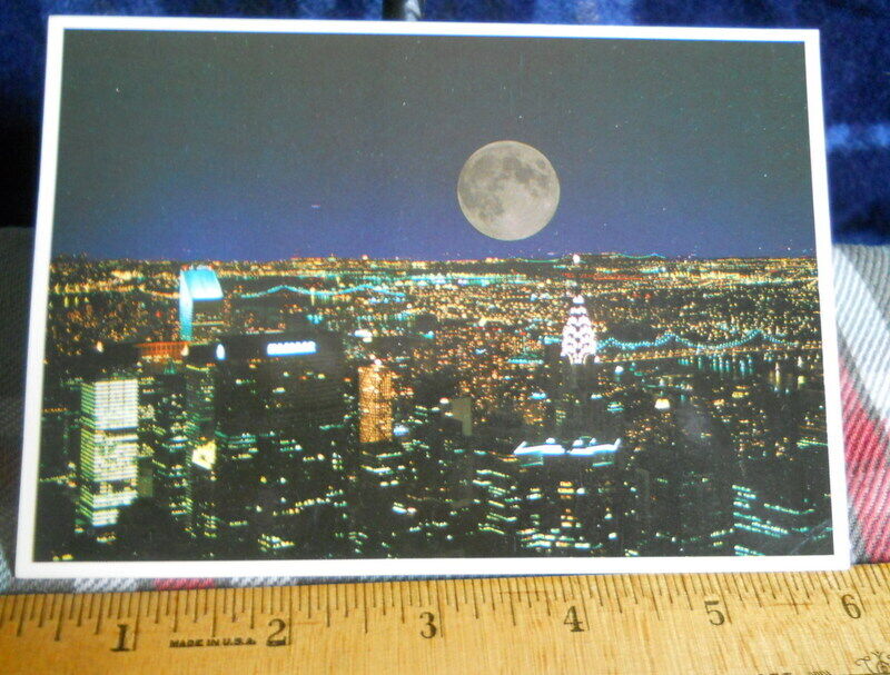 N.Y.C. MOON over MIDTOWN skyline of City CHRYSLER, CITICORP & PAN AM BUILDINGS