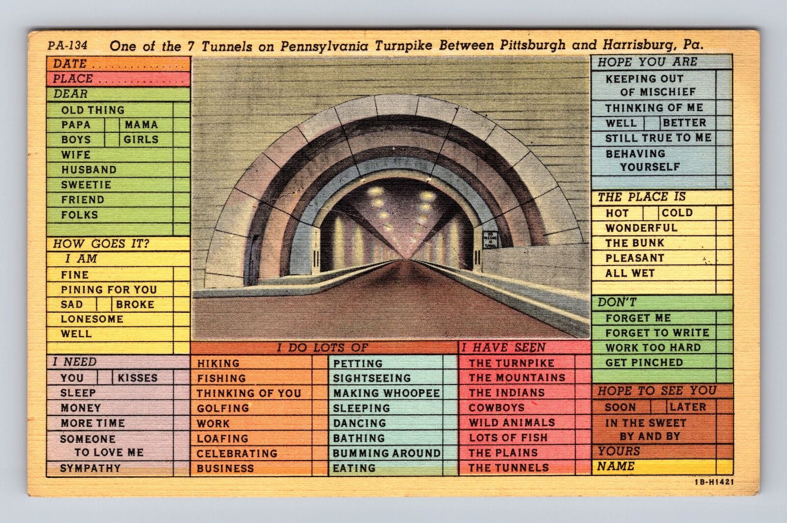 PA-Pennsylvania, One of Seven Tunnels on Turnpike, Vintage Souvenir Postcard
