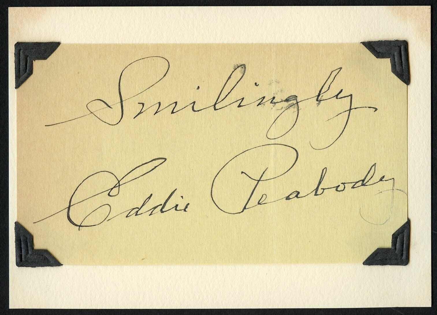 Eddie Peabody d1970 signed autograph auto 3x5 Cut American Banjo Player