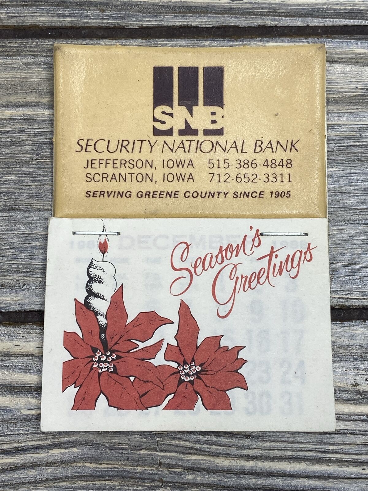 Vtg 1988-1989 Security National Bank Advertisement Calendar Adhesive Back 4x3”