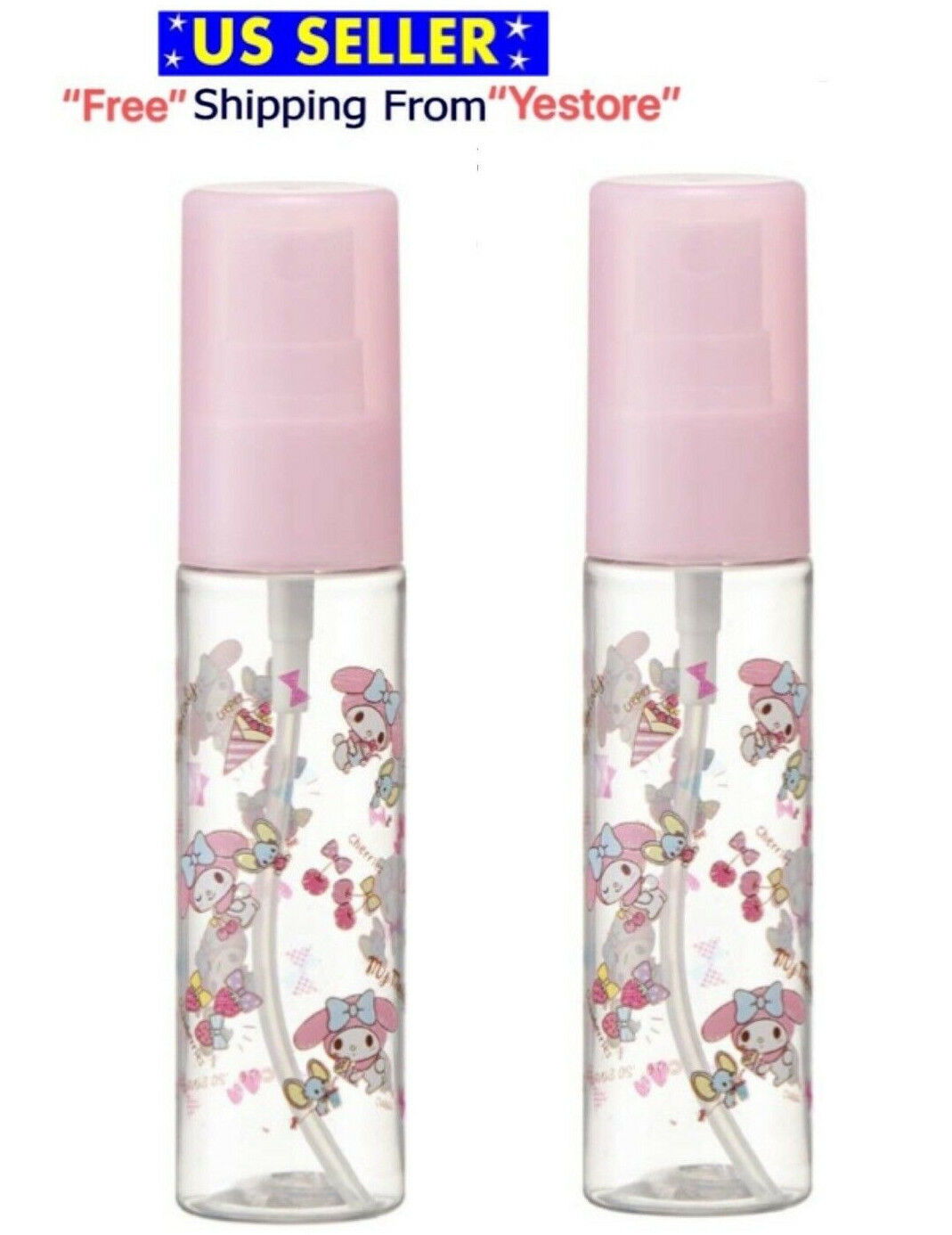 (Set of 2) Sanrio My Melody Pink Heart Lotion Spray Bottle Japan Drink Compact