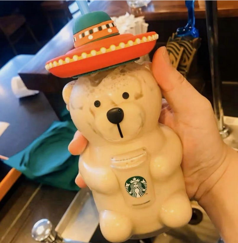 New Starbucks Bear Straw Glass Cup Water Cup Milk Cup Animal Cup Limited Edition