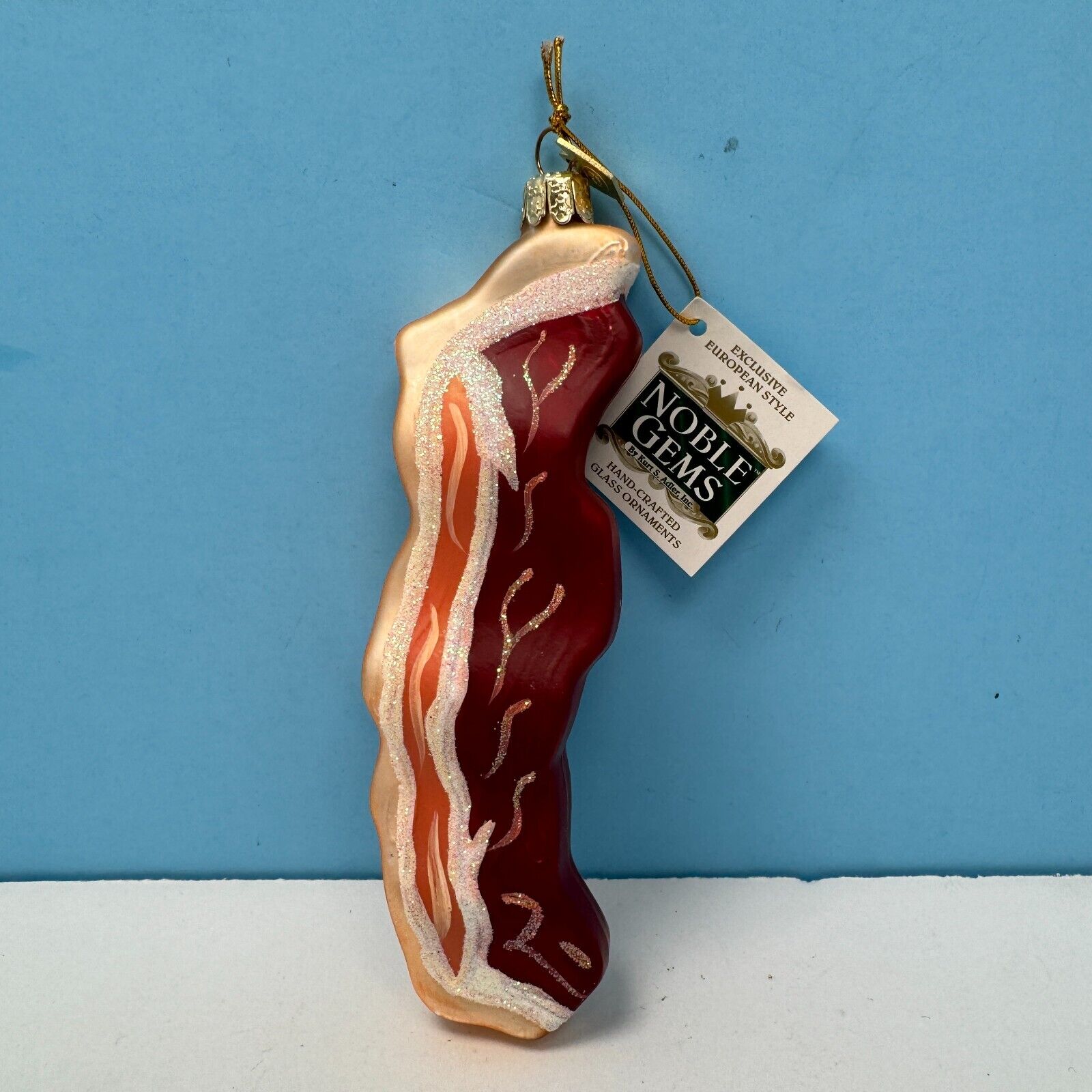 Kurt Adler Noble Gems Bacon Lover Slice  Glass Christmas Holiday Ornament NB0990