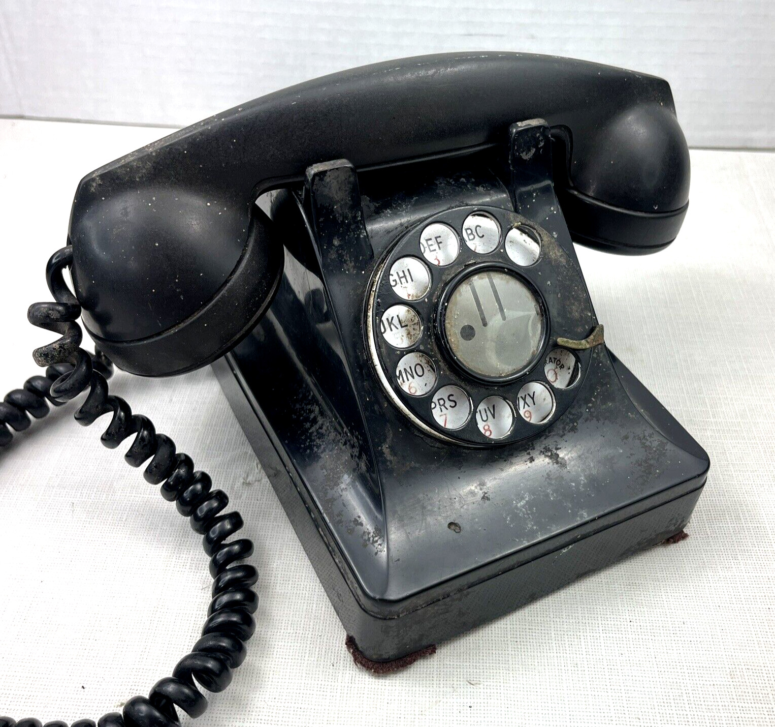 Vintage Western Electric 302 Rotary Dial Telephone H1 Black Desk Set 1940s