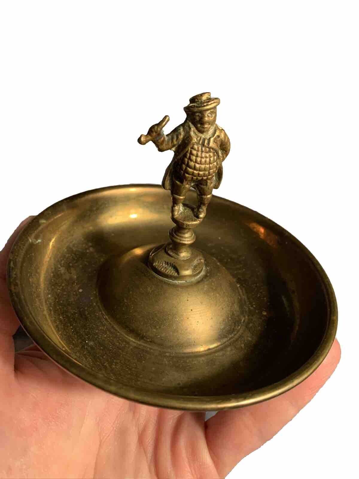 18th Century Antique Brass Smoking Portly Dickens Ashtray