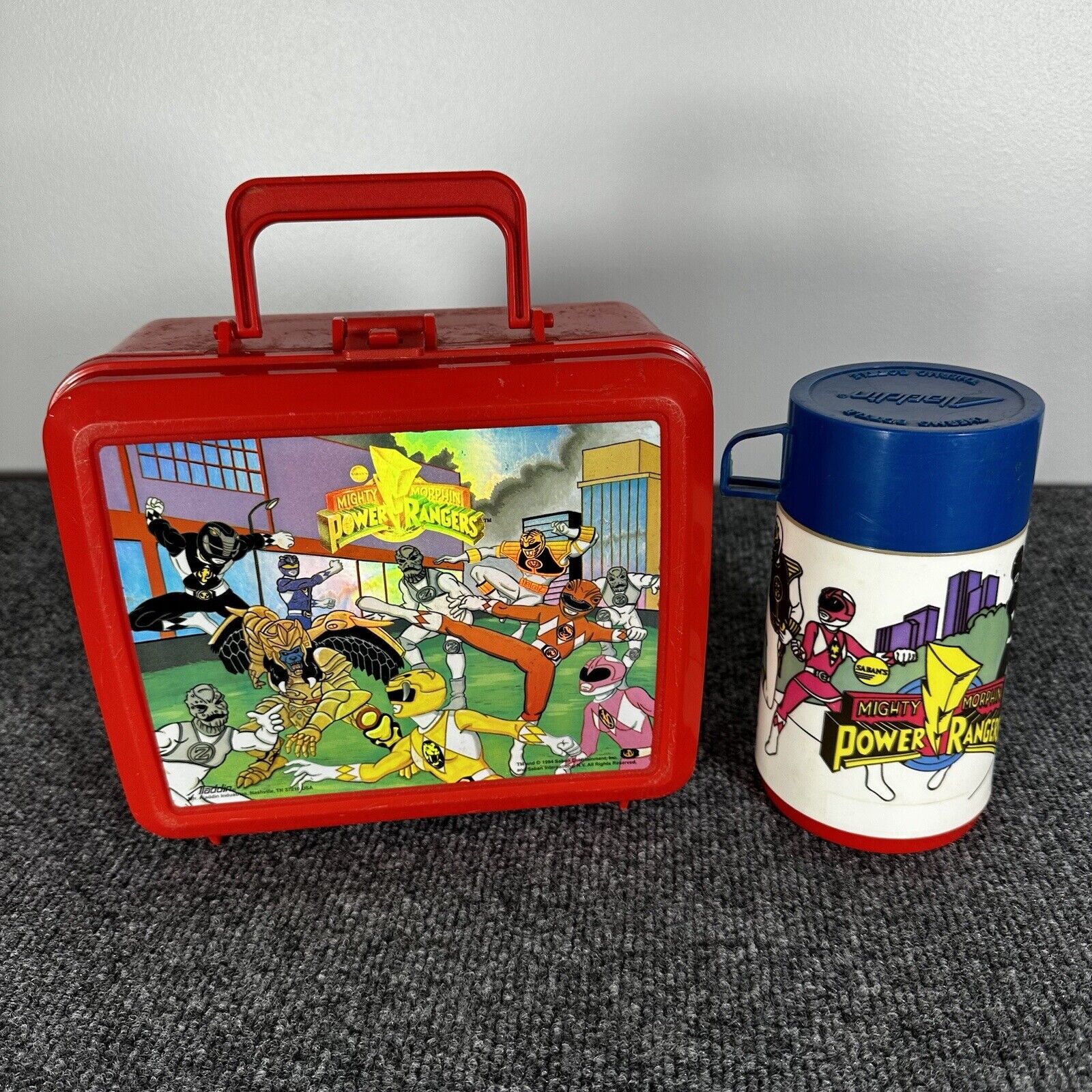 Vintage Aladdin Lunch Box Mighty Morphin Power Rangers Lunchbox 1994 w/ Thermos