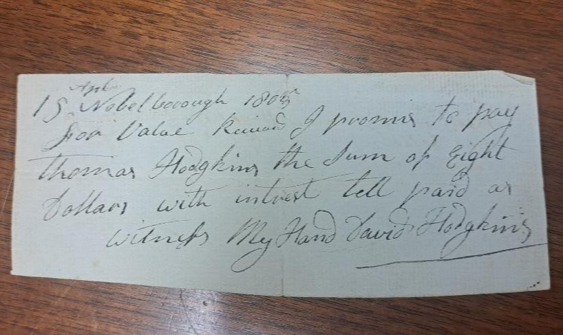 1805 Nobleboro Maine prommisorry note