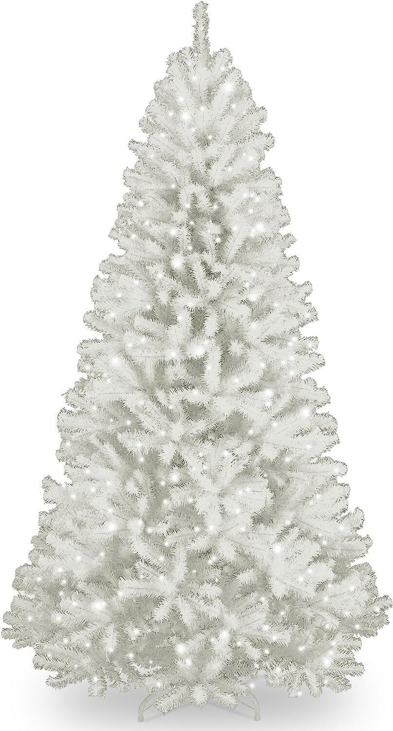 National Tree Company Pre-Lit Artificial Full Christmas Tree, 7 ft, White