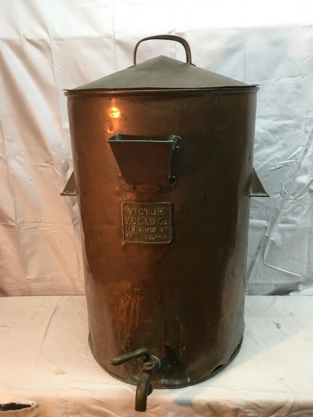 Vtg Military  Victor V Clad Copper Boiler, Coffee ,Whiskey Stihl  Boiler Valve 