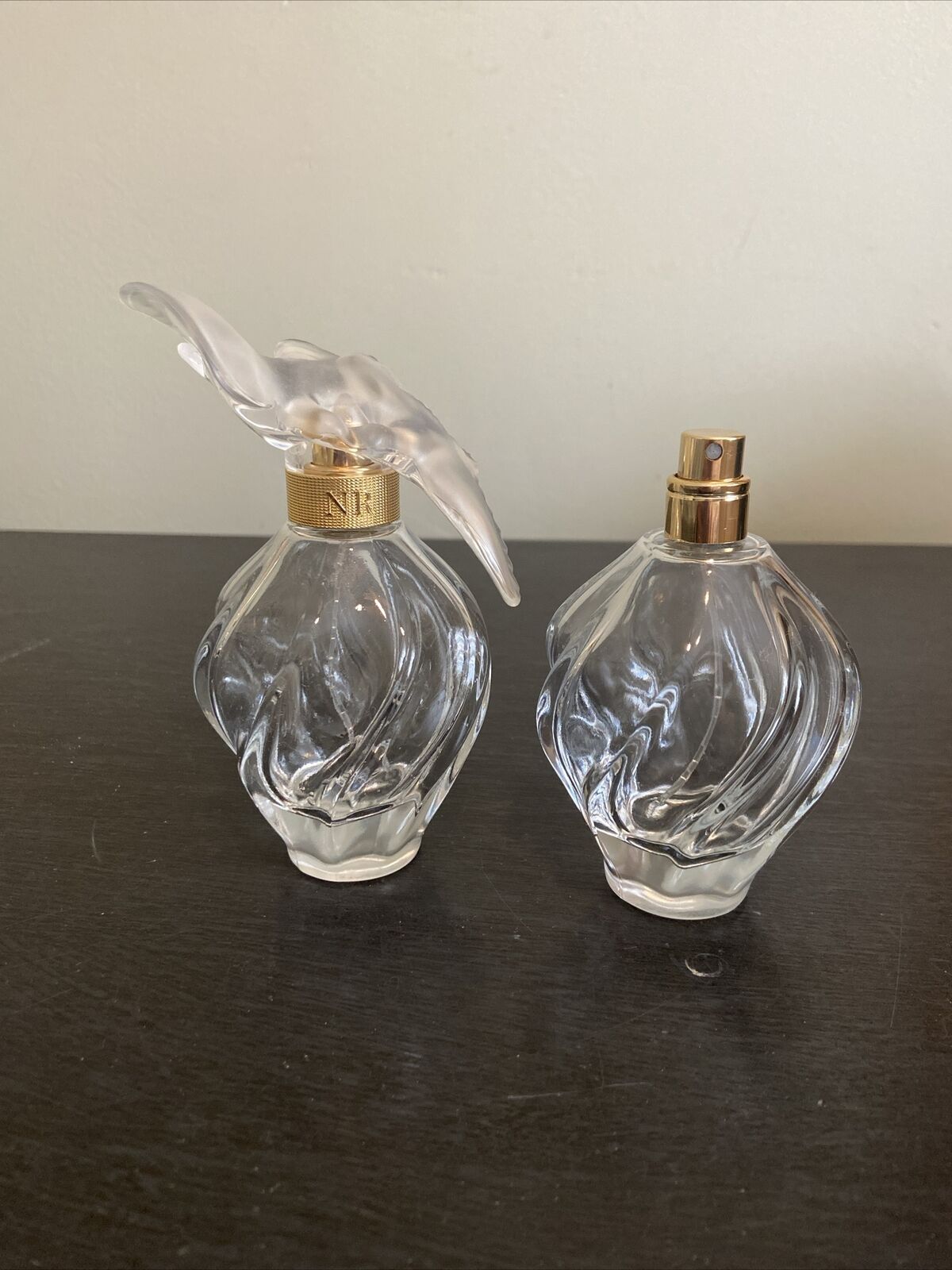 2 Vintage-Nina Ricci -L'Air DuTemps-French- 2 Perfume Bottles-Empty