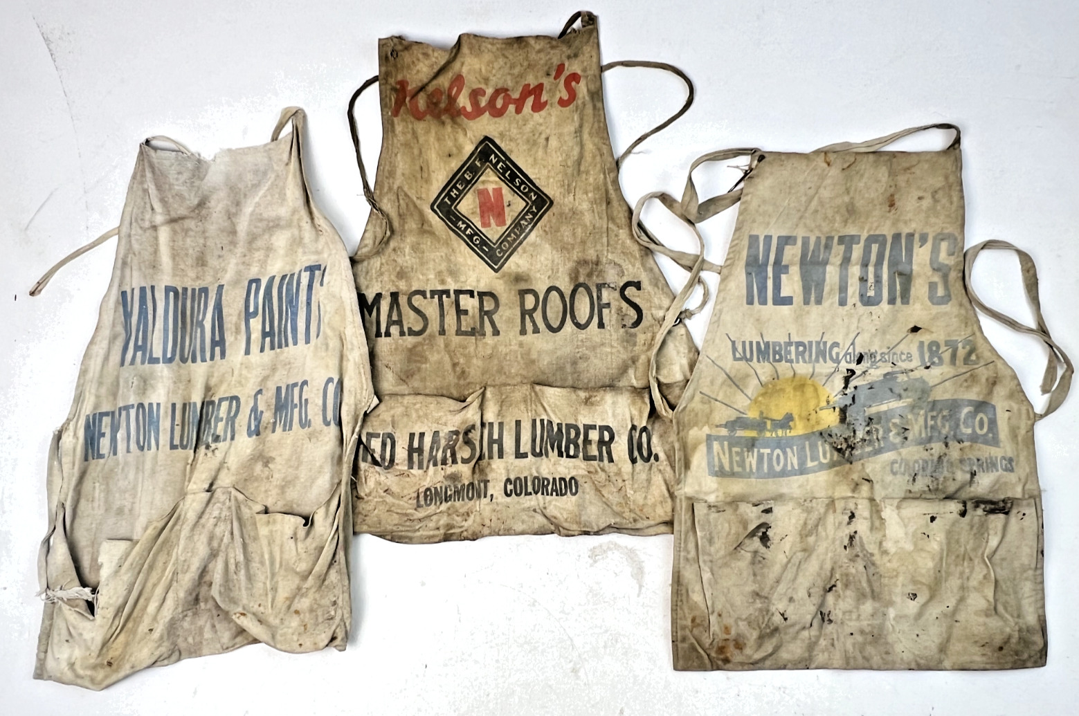 Vintage 1950s Canvas Lumber and Cement Company Aprons - Lot of 10