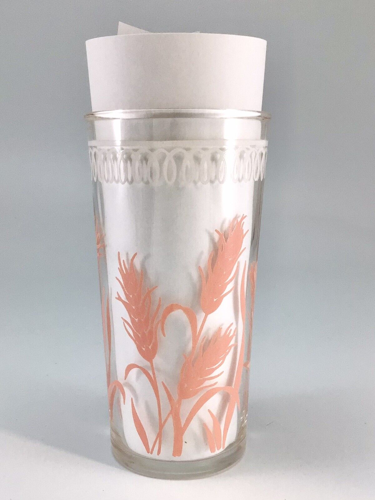 Vintage Pink Wheat Sheaves Juice Glass Tumbler EXCELLENT CONDITION