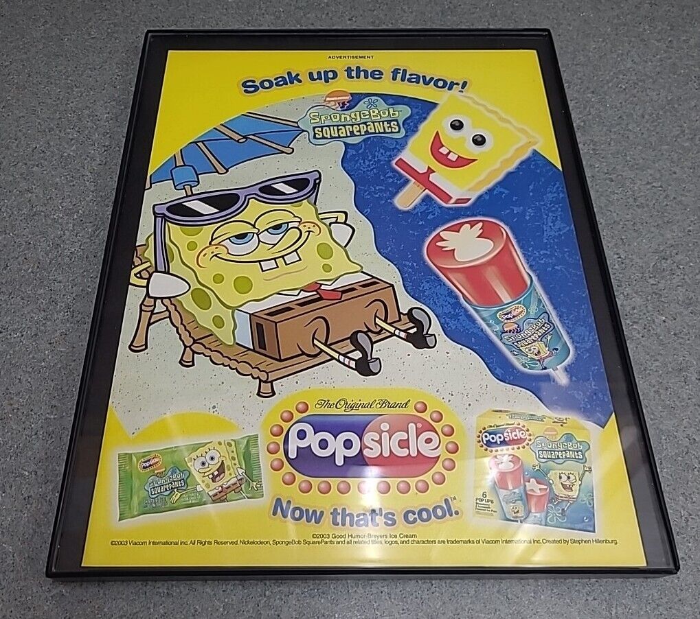 Spongebob Squarepants Popsicle Soak Up Flavor Print Ad 2003 Framed 8.5x11 