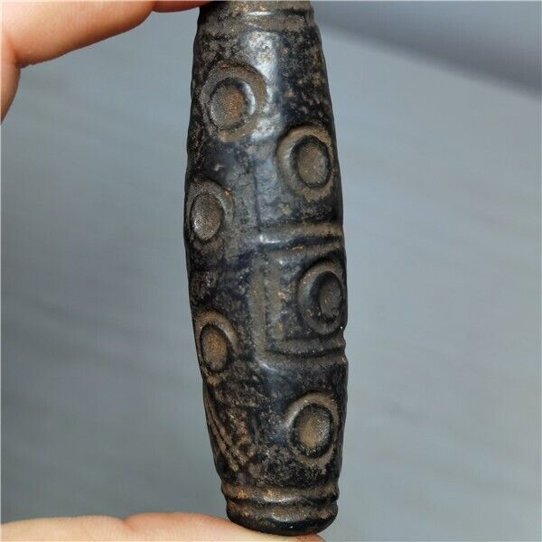 40g Antique Old Tibet dzi Beads old meteorite 6 eyes Amulet gzi Hanging bead 800