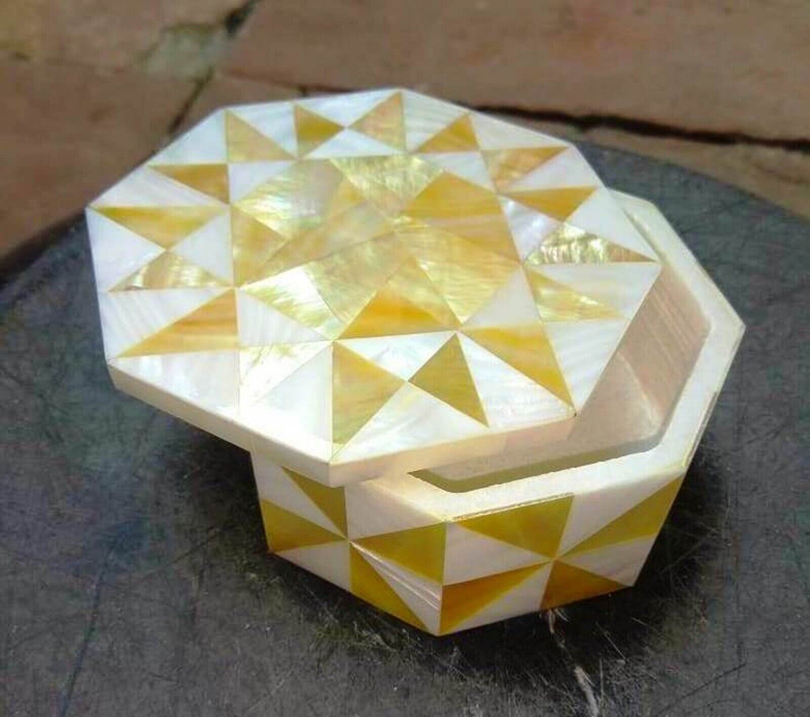Mother of Pearl Random Work Jewelry Box Octagon Marble Trinket Box for Table