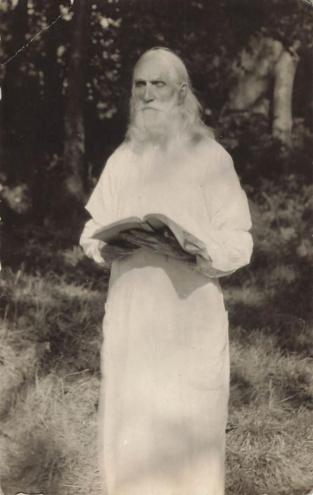 1920s RPPC Prophet CULT LEADER preacher Old Man IN WHITE Real Photo Postcard