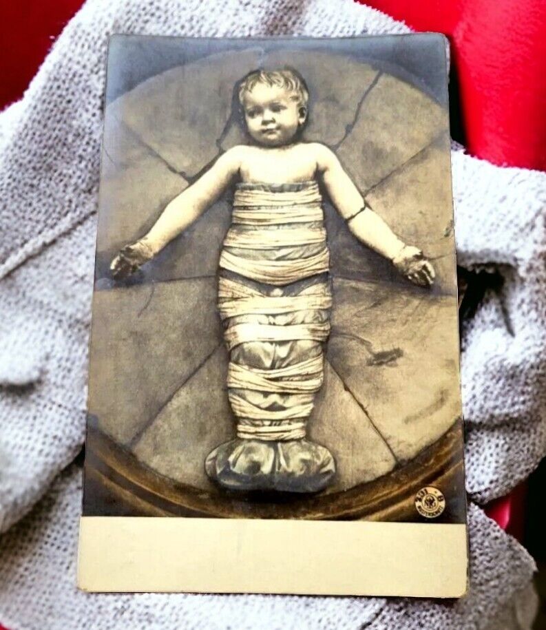 Italian Florence Baby Tondo by Andrea Della Trobbia  RPPC Postcard Photo Antique
