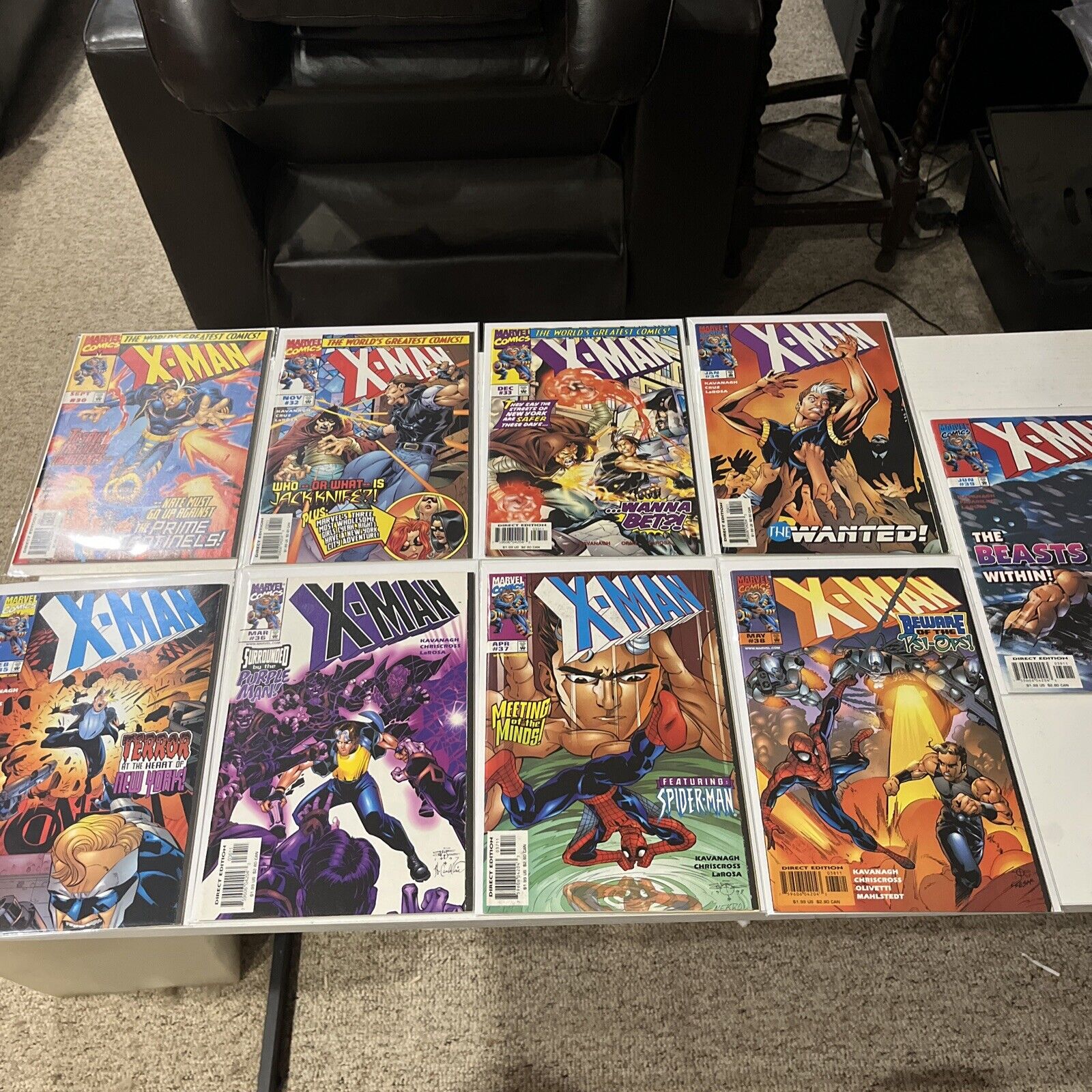 Lot Of (9) X-Man Marvel Comics 1998 Issues 30,32-39