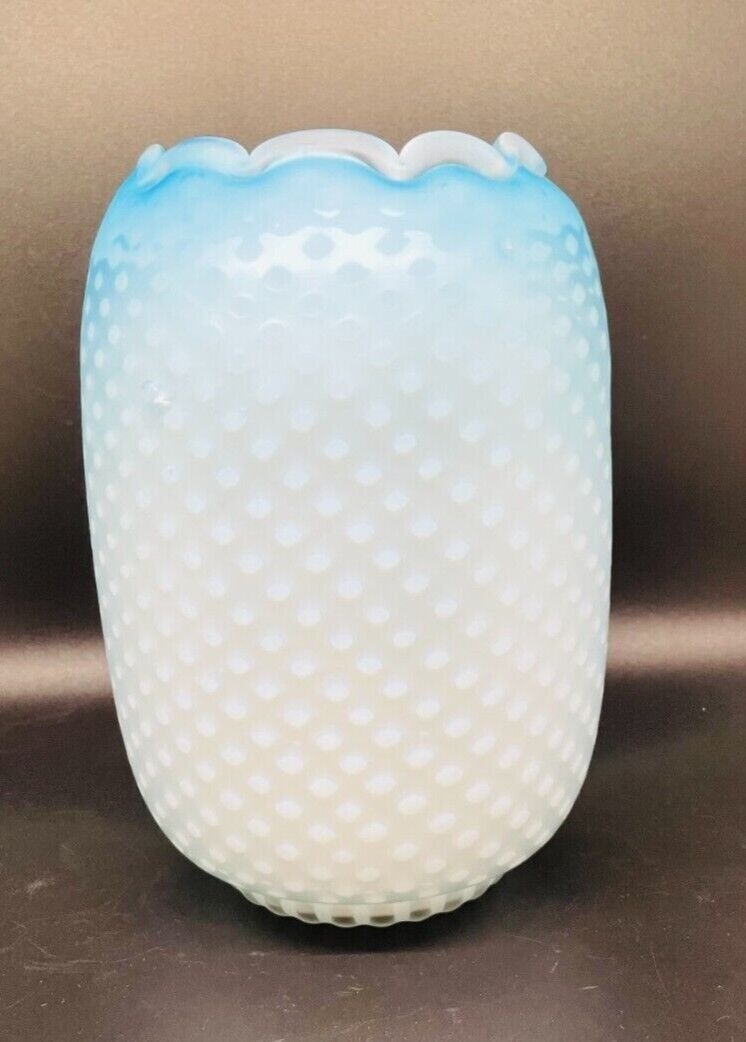 Antique Ombre Blue Diamond Mother of Pearl Airtrap Pattern Bohemian Vase glass