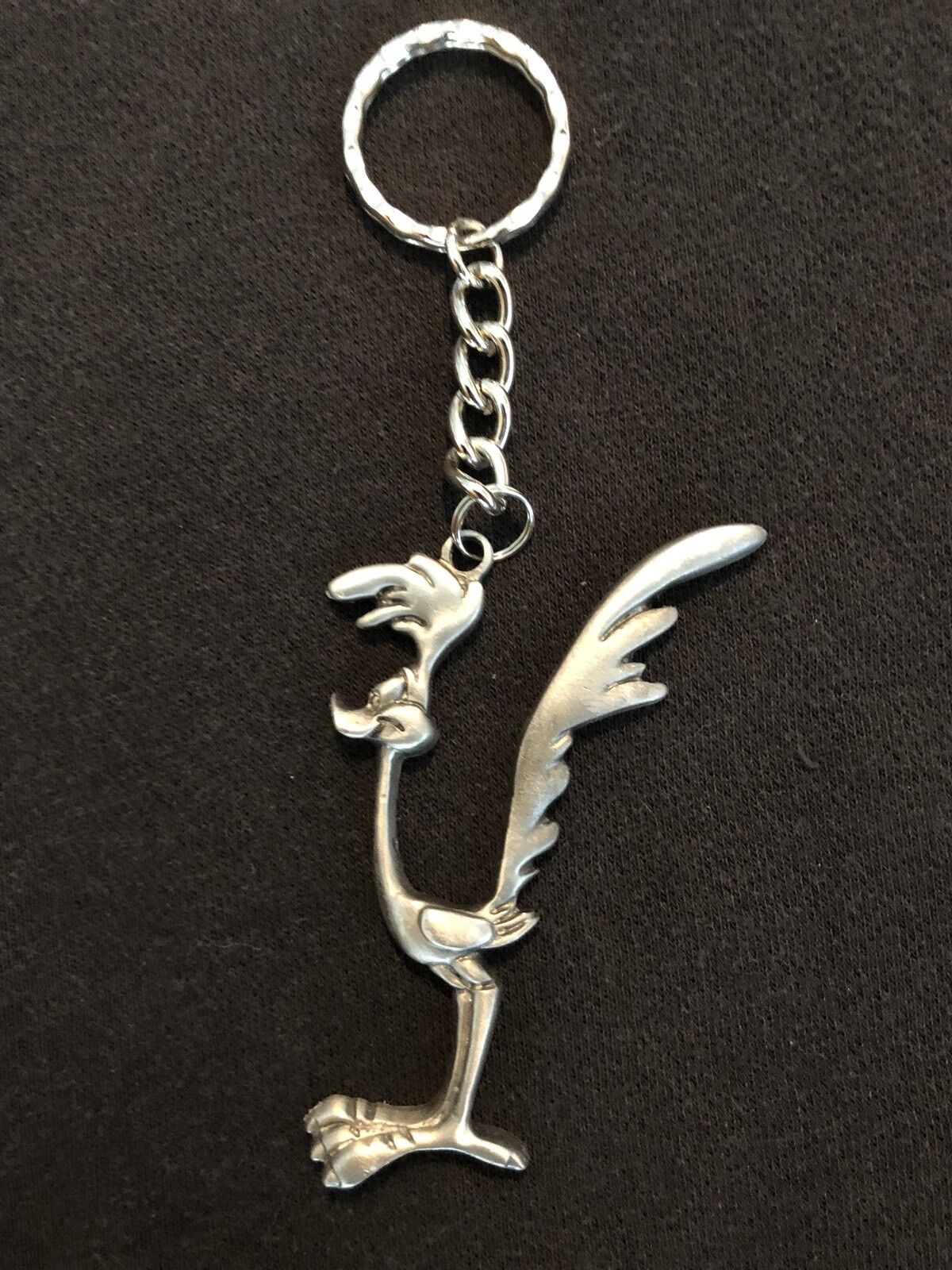 Pewter ROAD RUNNER Beep Beep Wile E Coyote Silver Metal Keychain