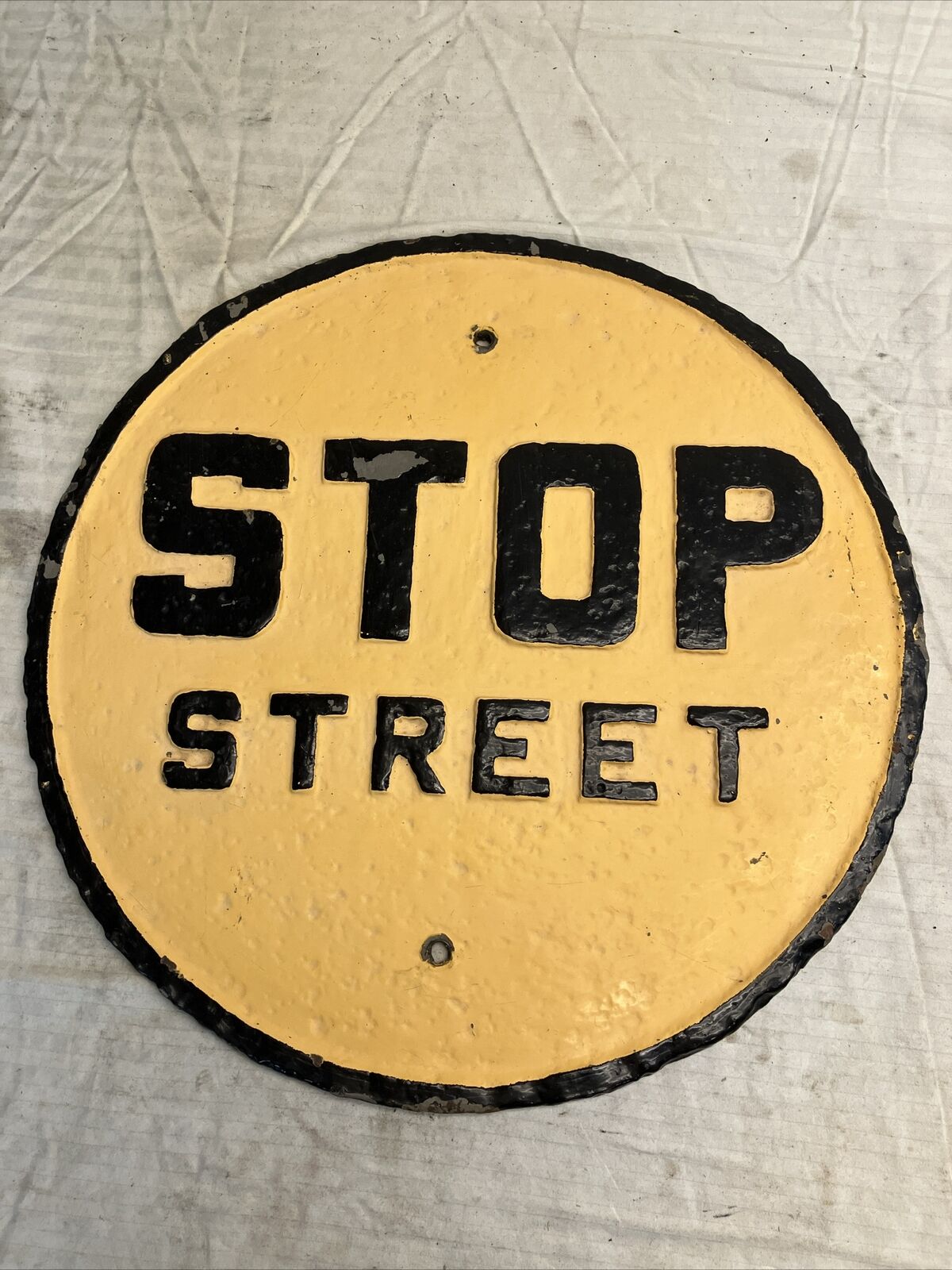 1920s 30s cast Iron Stop Street sign