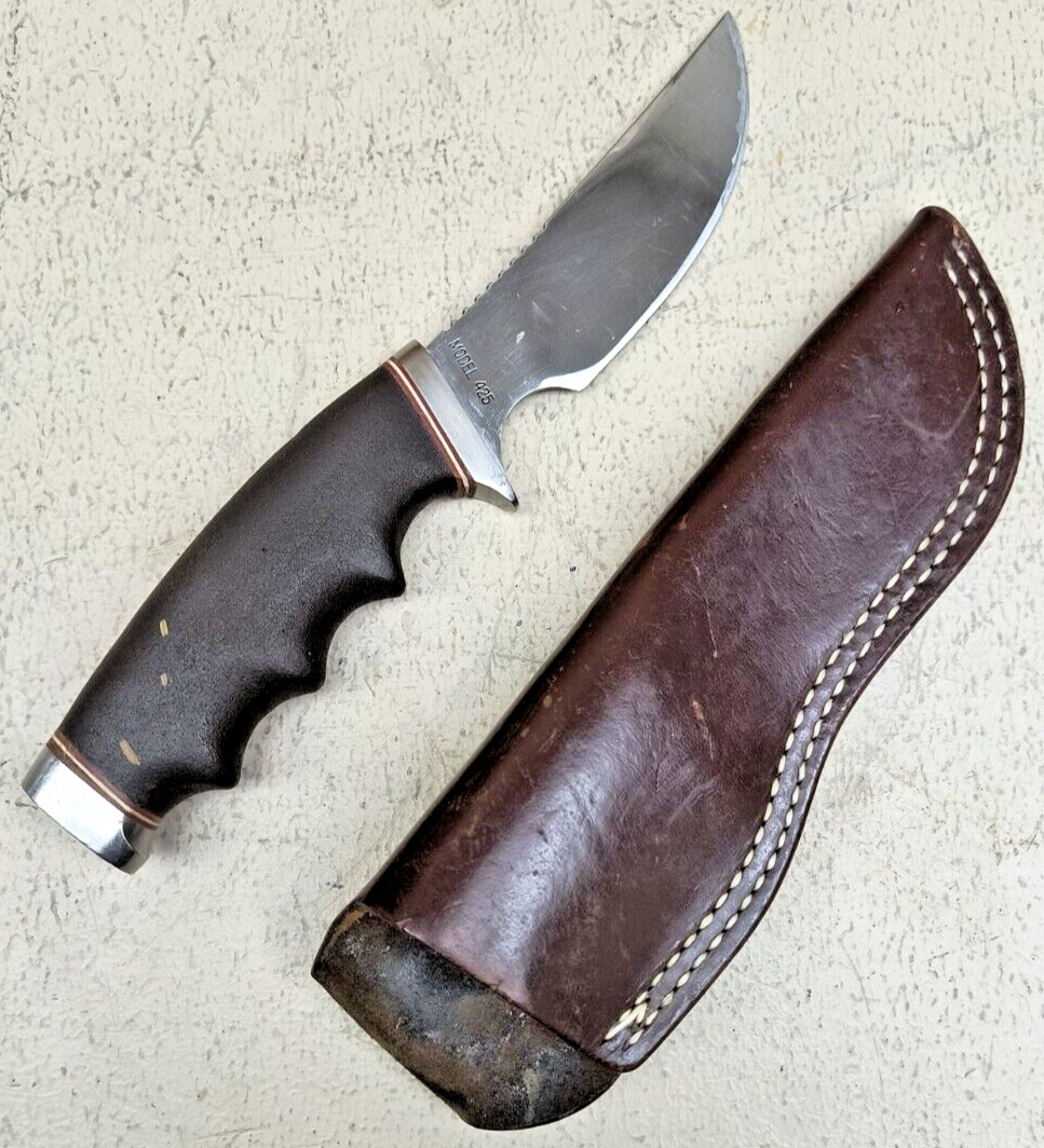 Vintage Gerber Knife Model 425 With Original Gerber 425 Brown Leather Sheathe