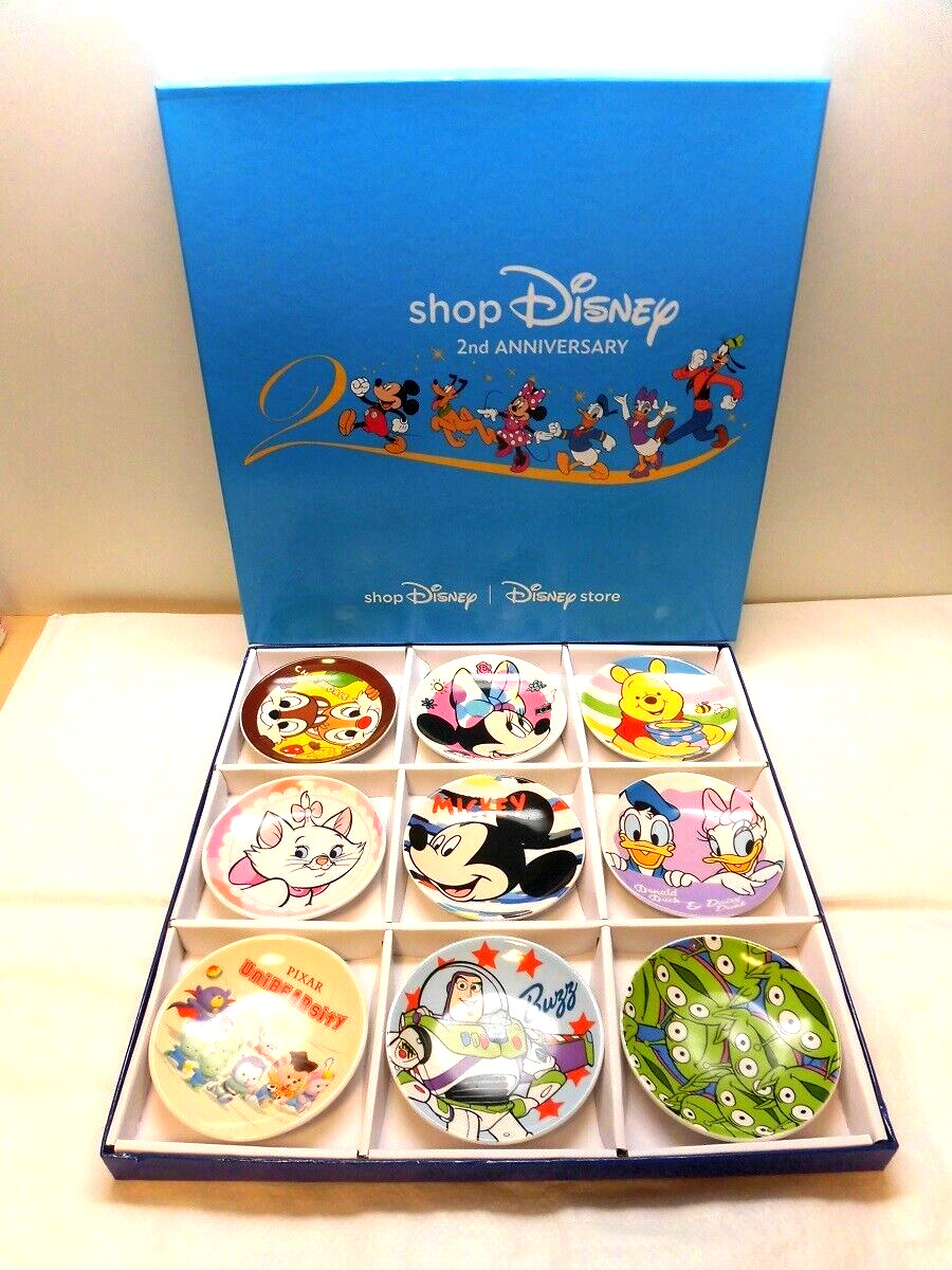 Disney Store JAPAN Shop Disney 2nd Mini Plate 9 PCS Full Set Box NOT FOR SALE